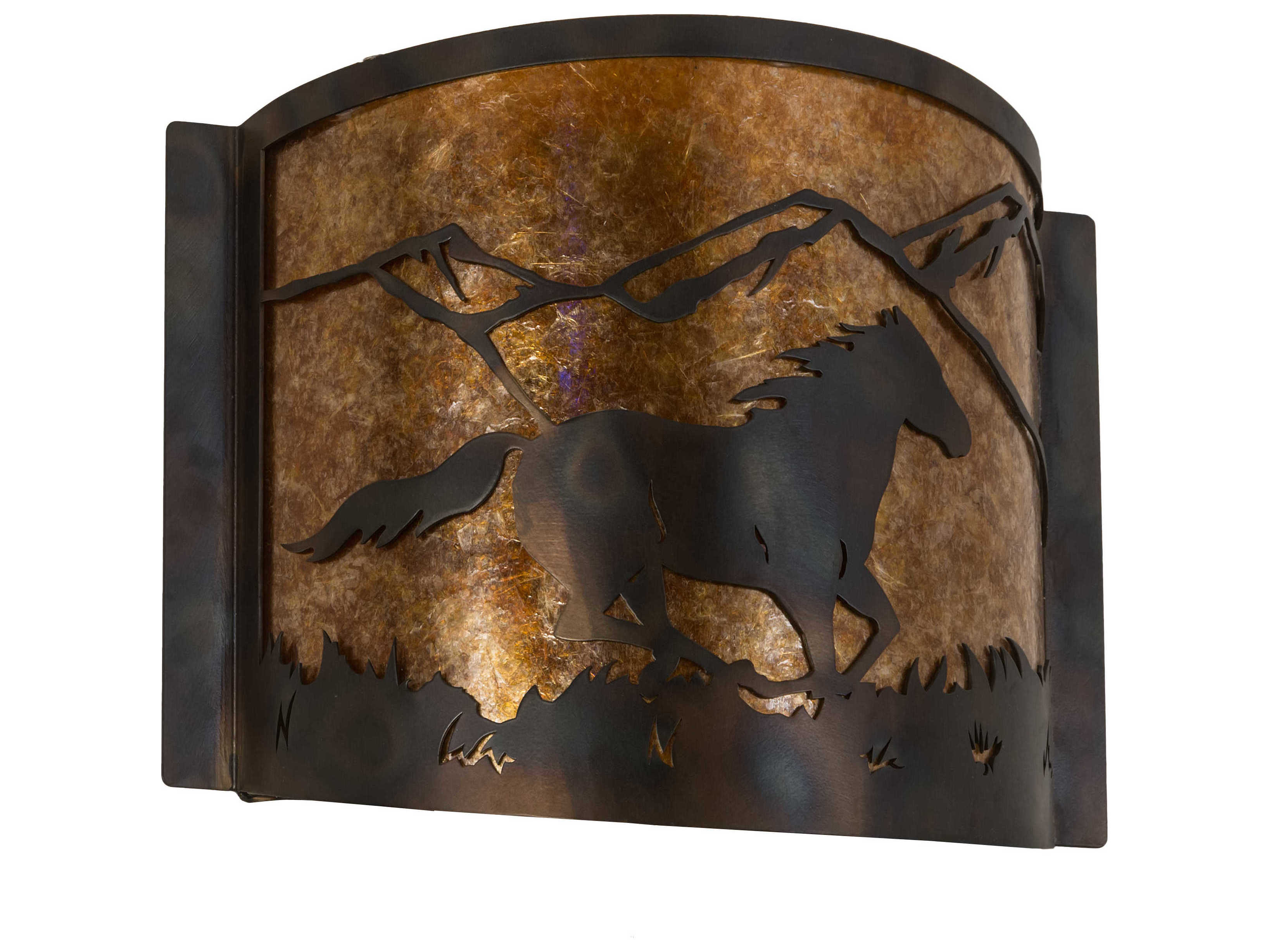 Meyda Running Horse 1-Light Antique Copper Burnished Brown Wall Sconce