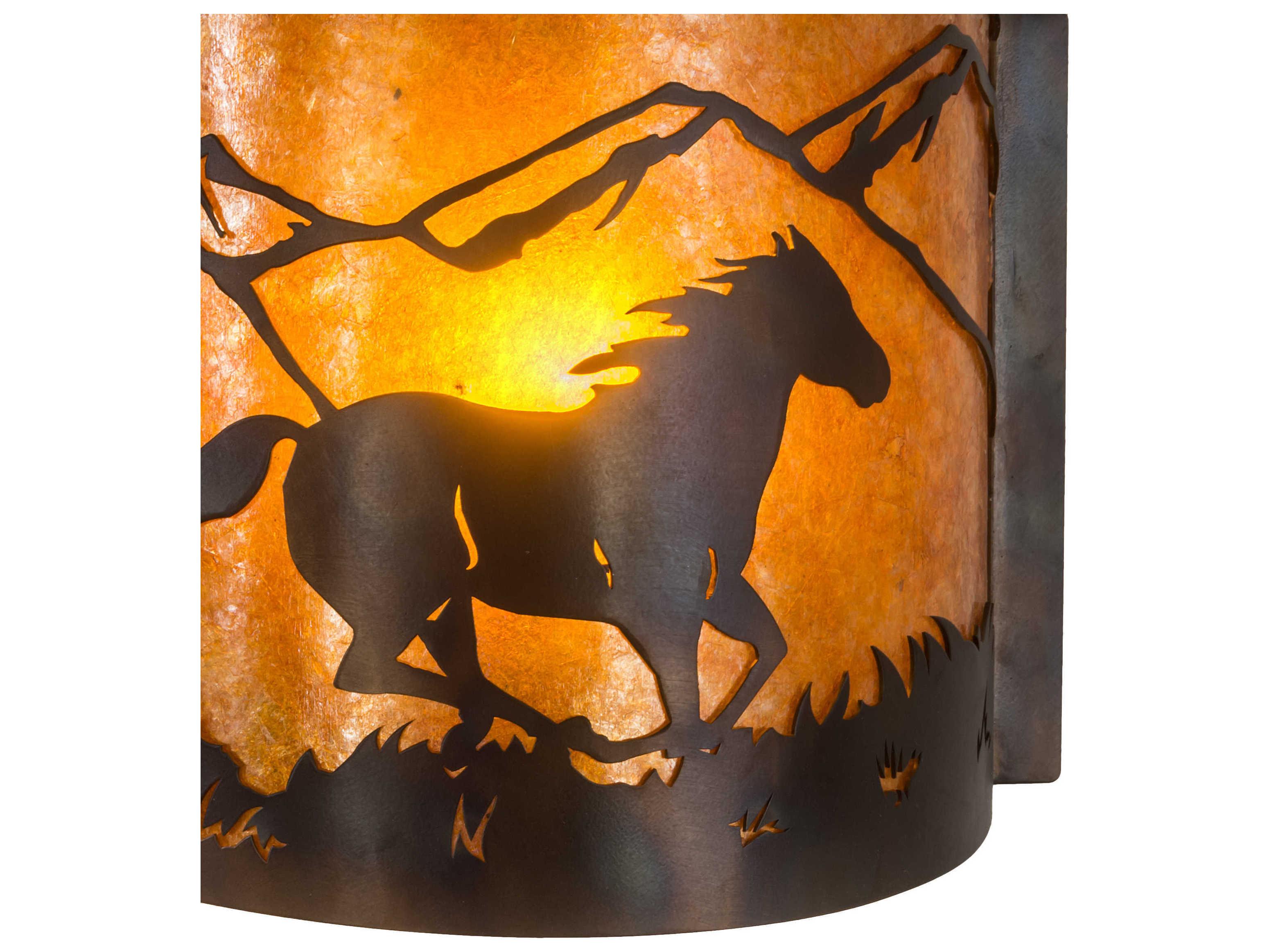 Meyda Running Horse 1-Light Antique Copper Burnished Brown Wall Sconce