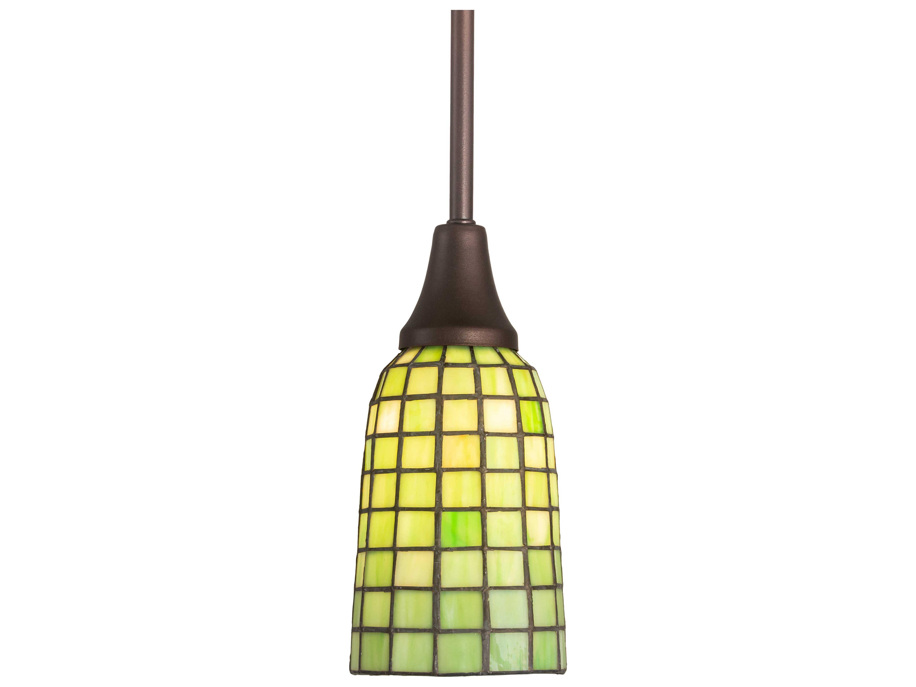 Meyda Terra Verde 1-Light Mahogany Bronze Green Glass Tiffany Bell Mini Pendant