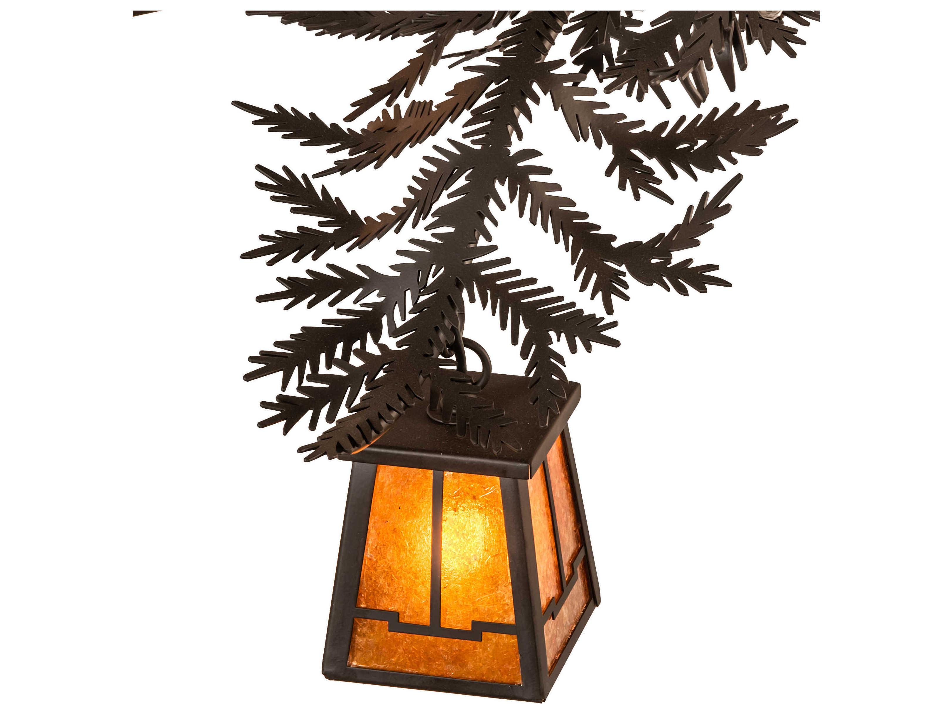 Meyda Pine Branch Valley View 5-Light Oil Rubbed Bronze Brown Lantern Chandelier