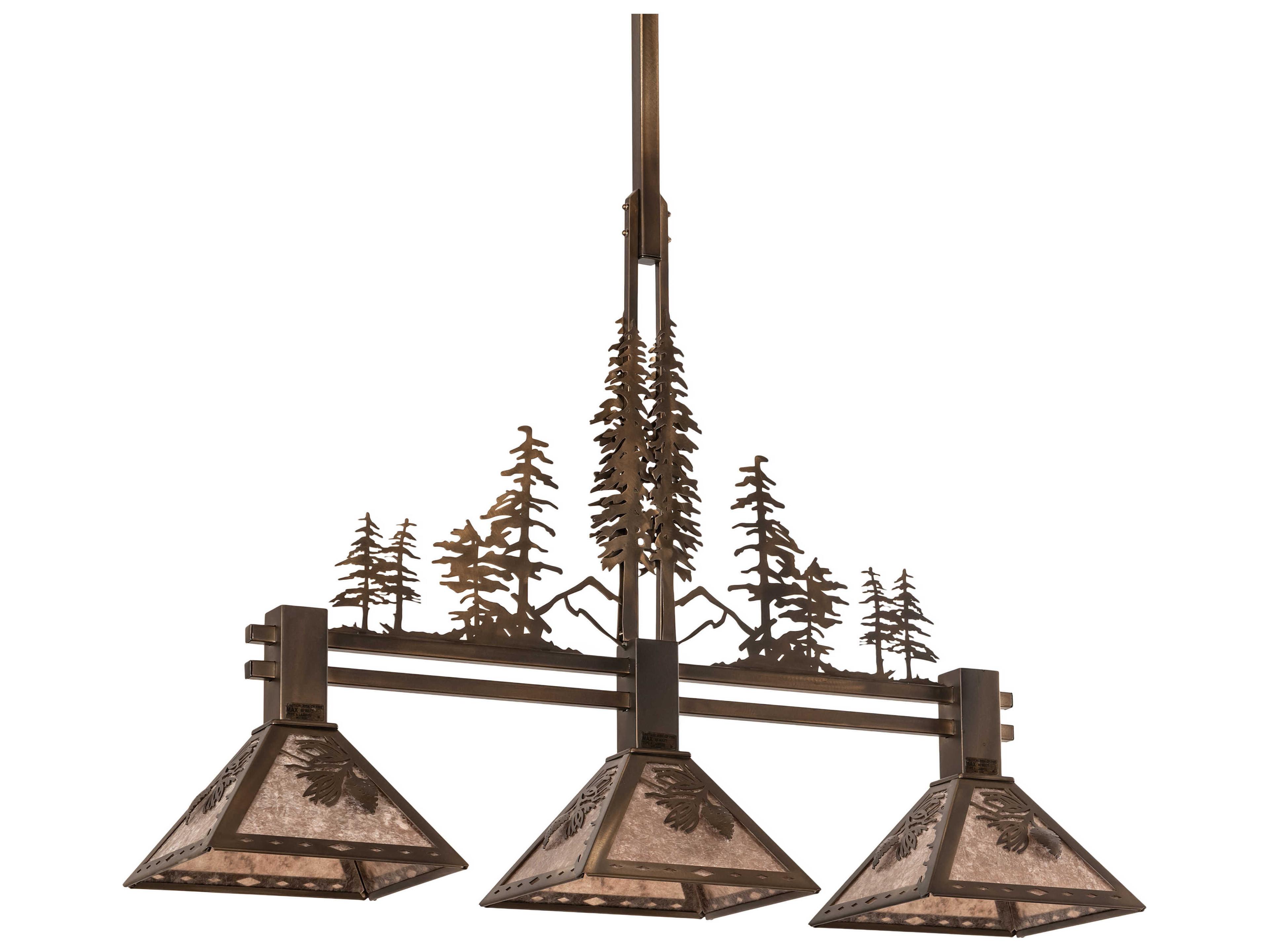 Meyda Tall Pines 3-Light Antique Copper Silver Island Pendant