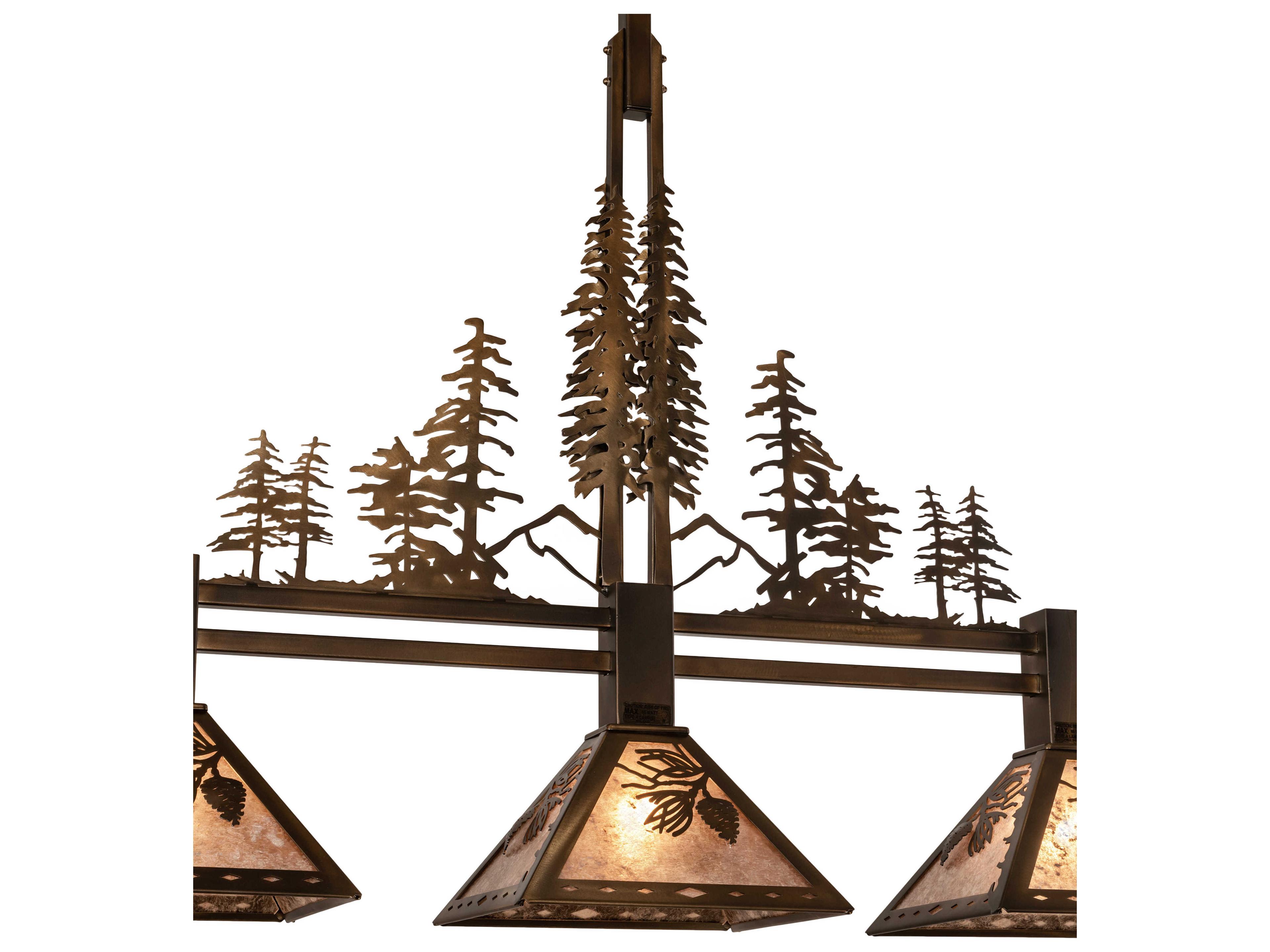 Meyda Tall Pines 3-Light Antique Copper Silver Island Pendant