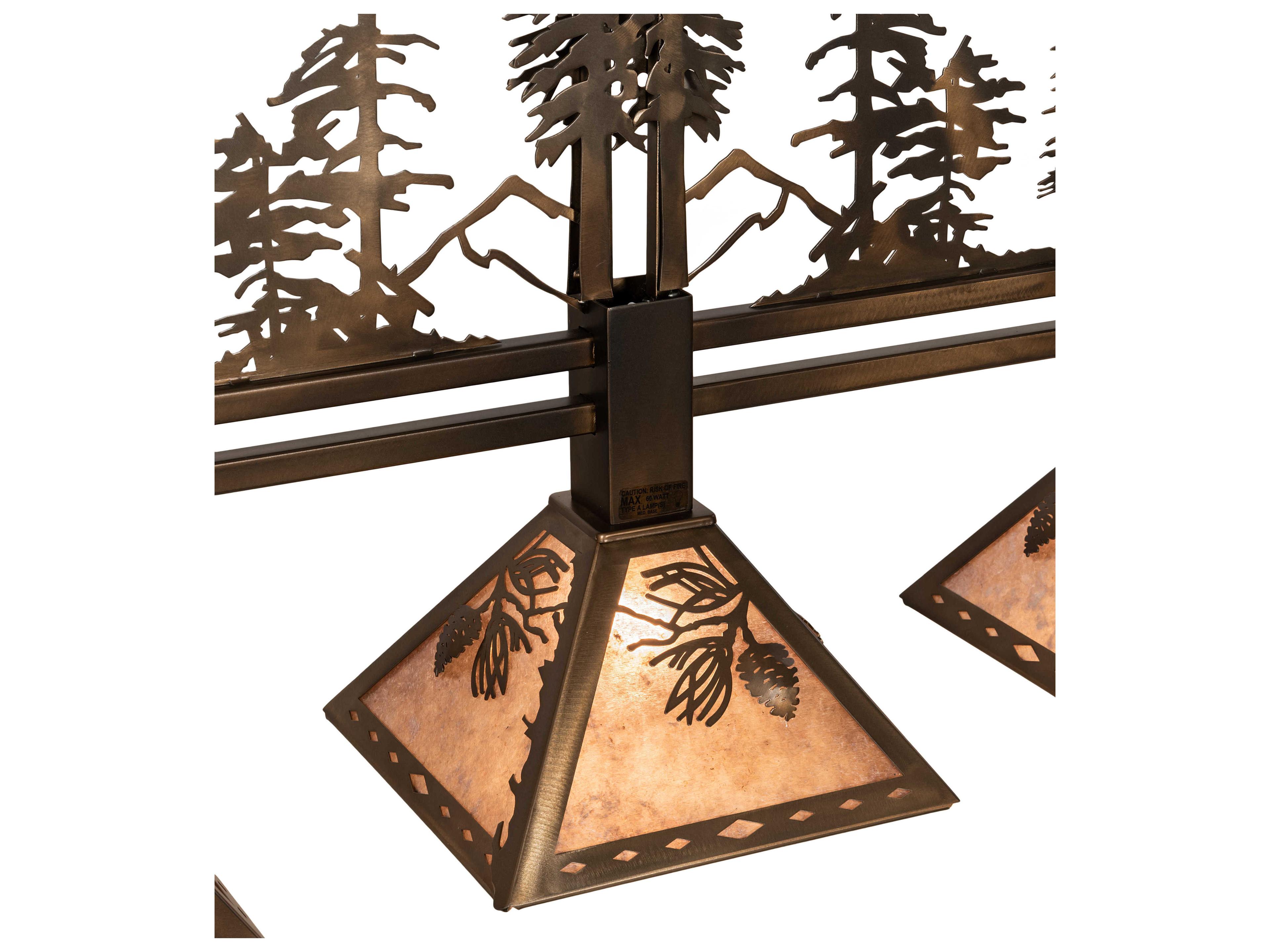 Meyda Tall Pines 3-Light Antique Copper Silver Island Pendant