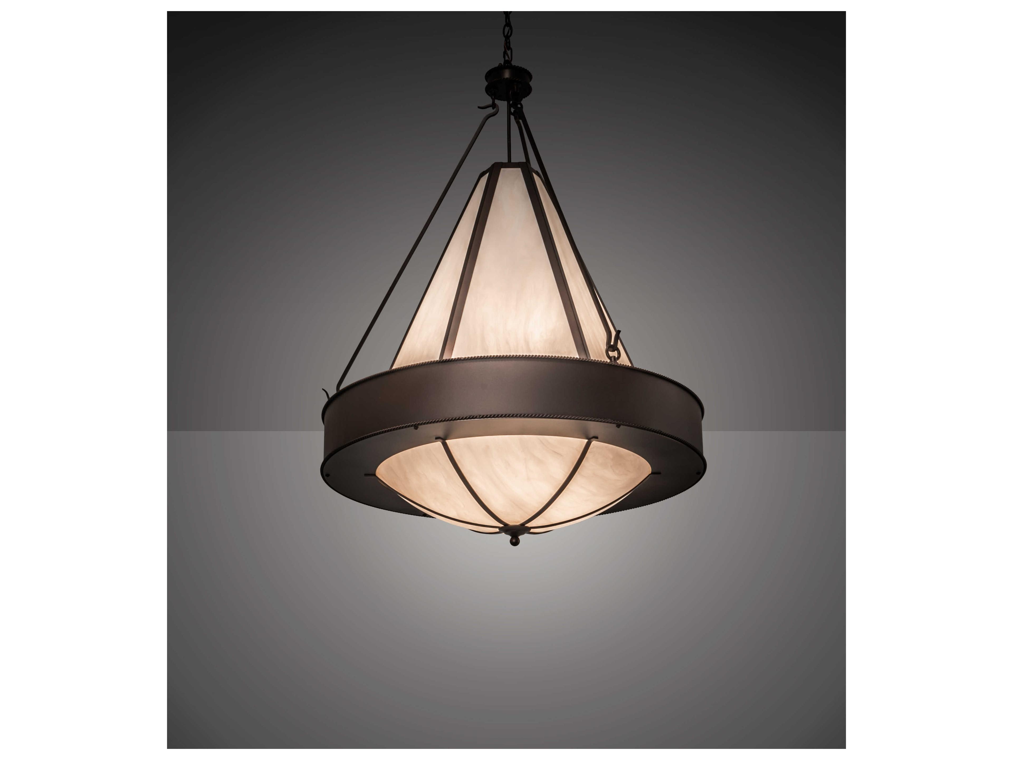 Meyda Obsidian 6-Light Mahogany Bronze White Pendant
