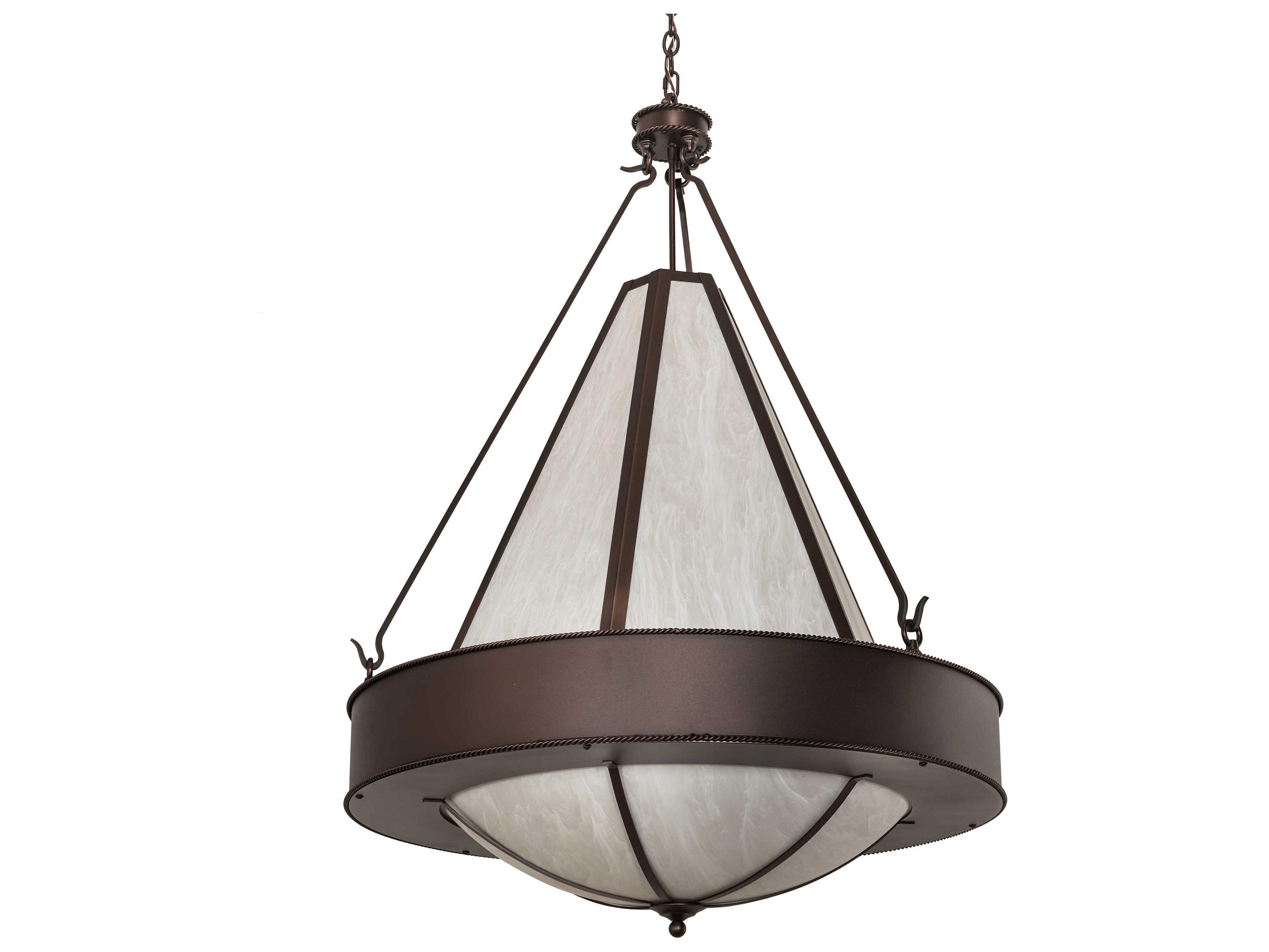 Meyda Obsidian 6-Light Mahogany Bronze White Pendant
