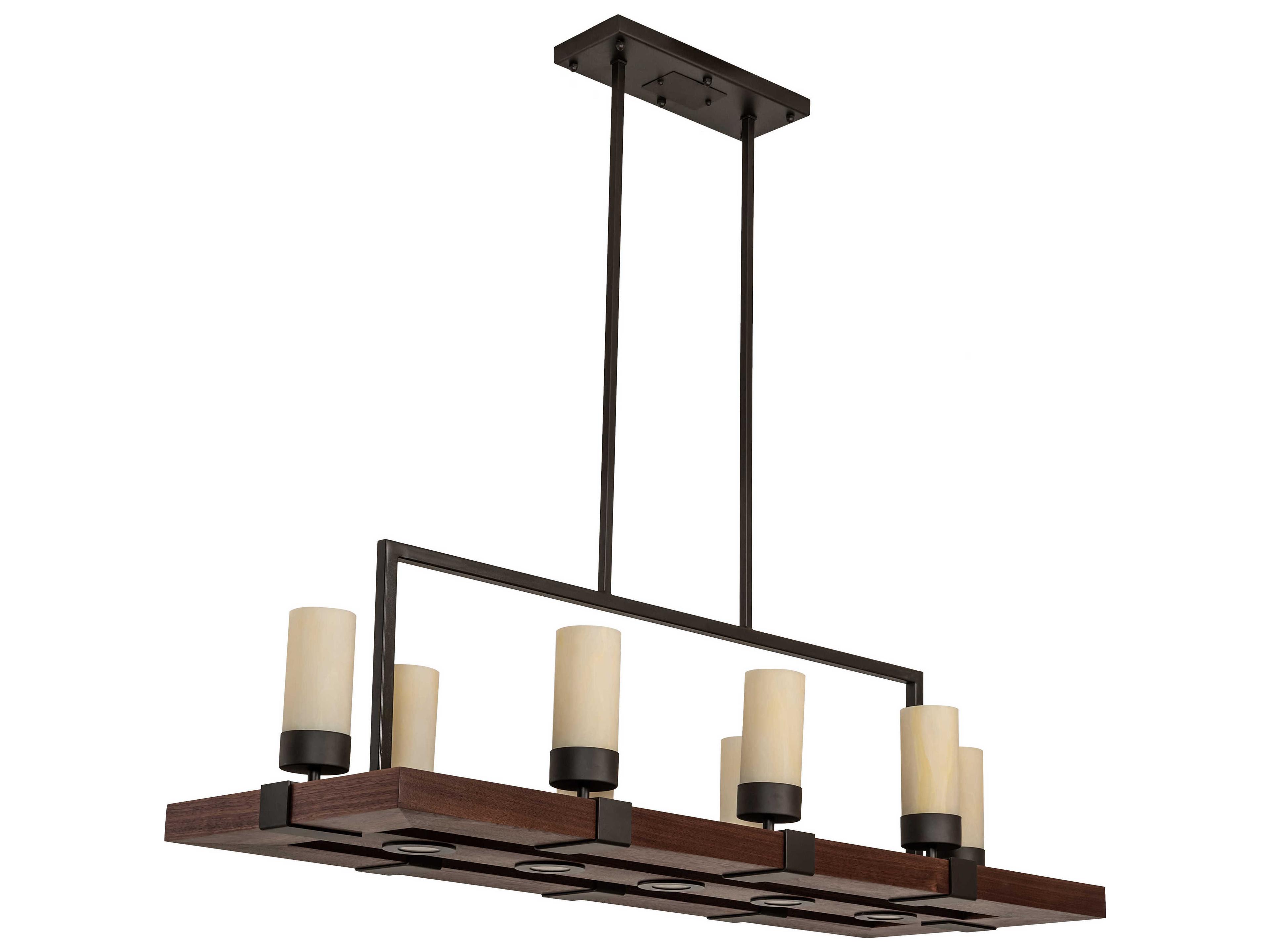 Meyda Grand Terrace 8 5-Light Natural Wood Oil Rubbed Bronze Brown LED Cylinder Island Pendant