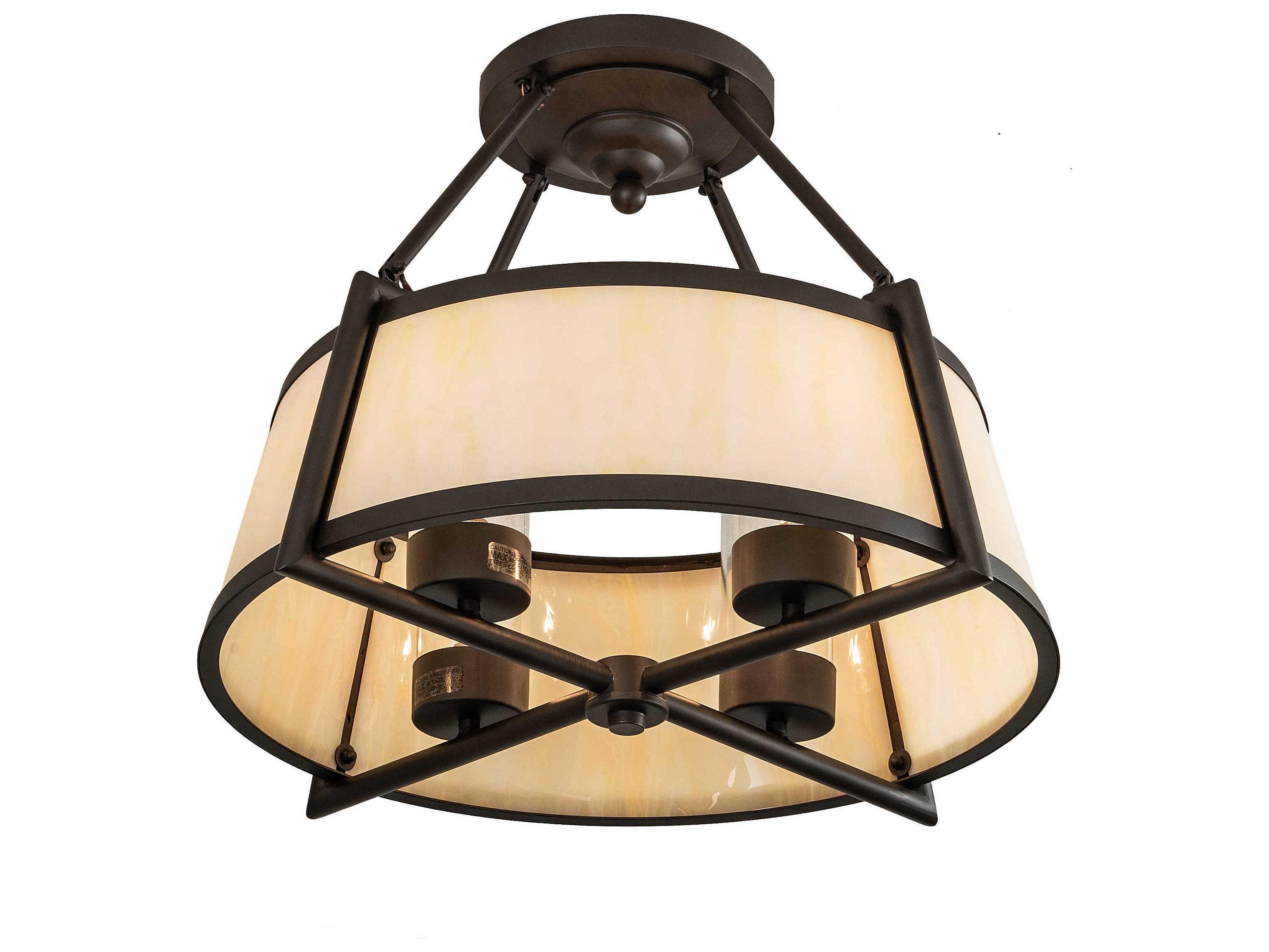 Meyda Lucy 4-Light Oil Rubbed Bronze Off White Crystal Drum Semi Flush Mount