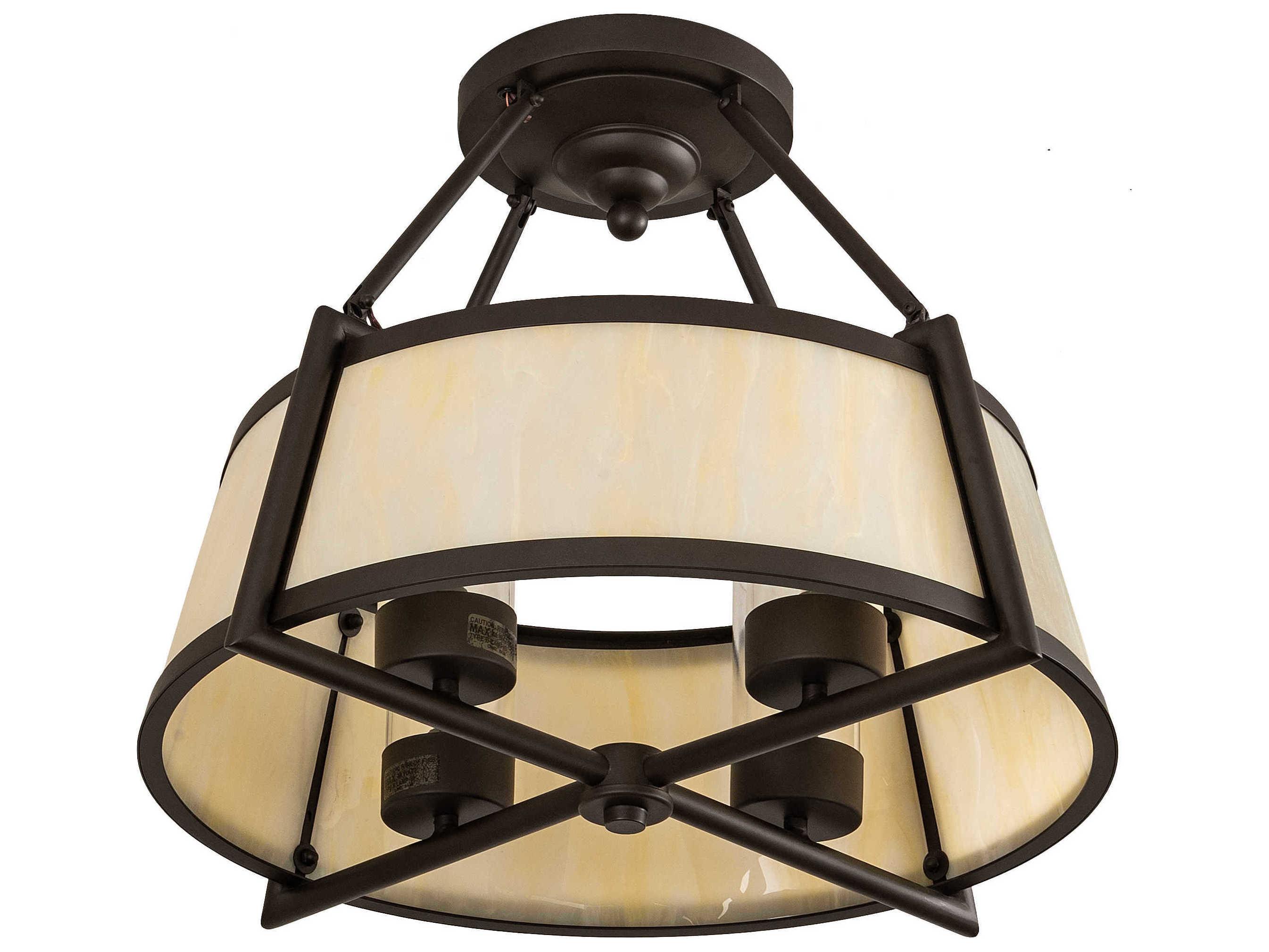 Meyda Lucy 4-Light Oil Rubbed Bronze Off White Crystal Drum Semi Flush Mount