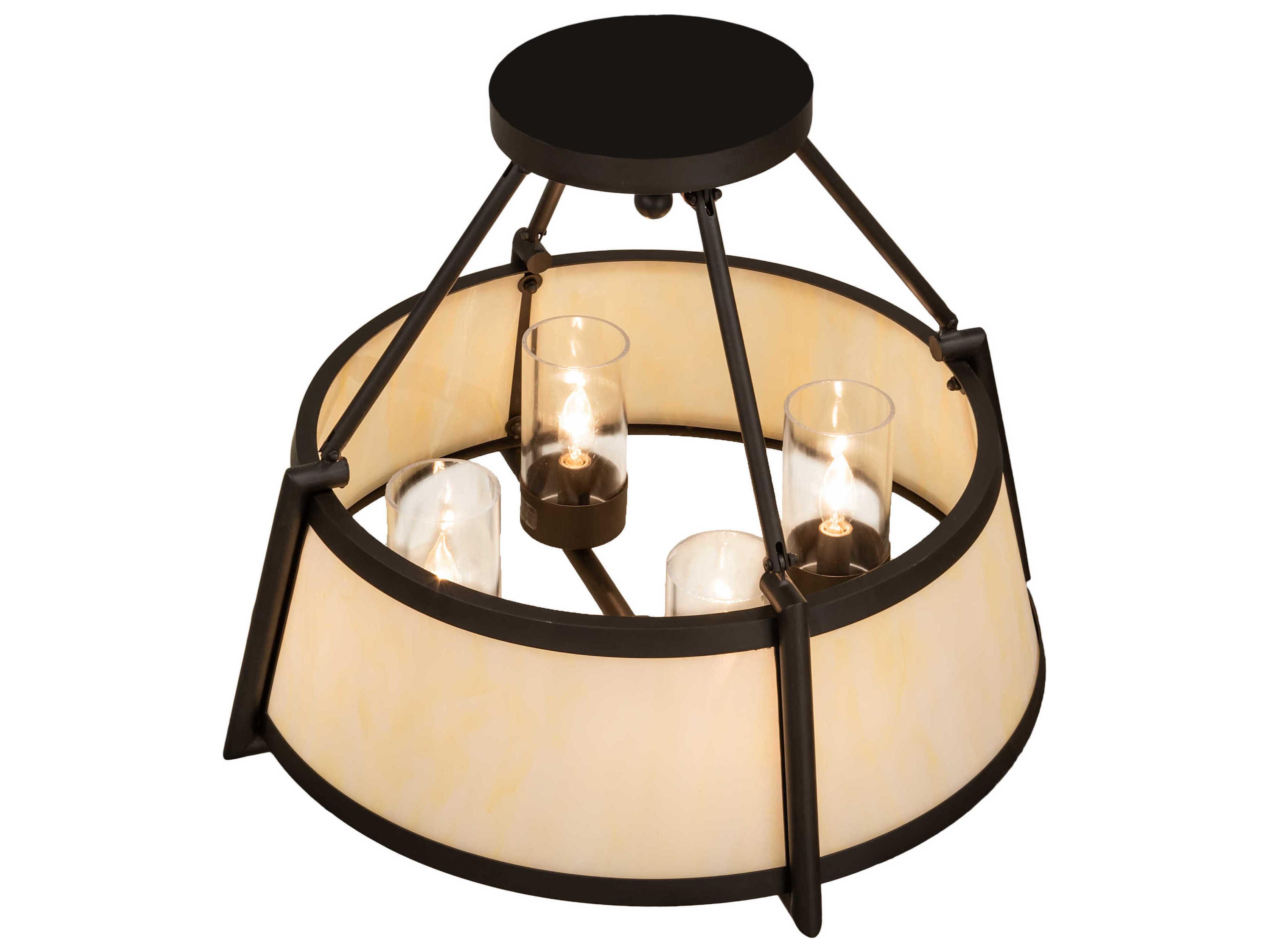 Meyda Lucy 4-Light Oil Rubbed Bronze Off White Crystal Drum Semi Flush Mount