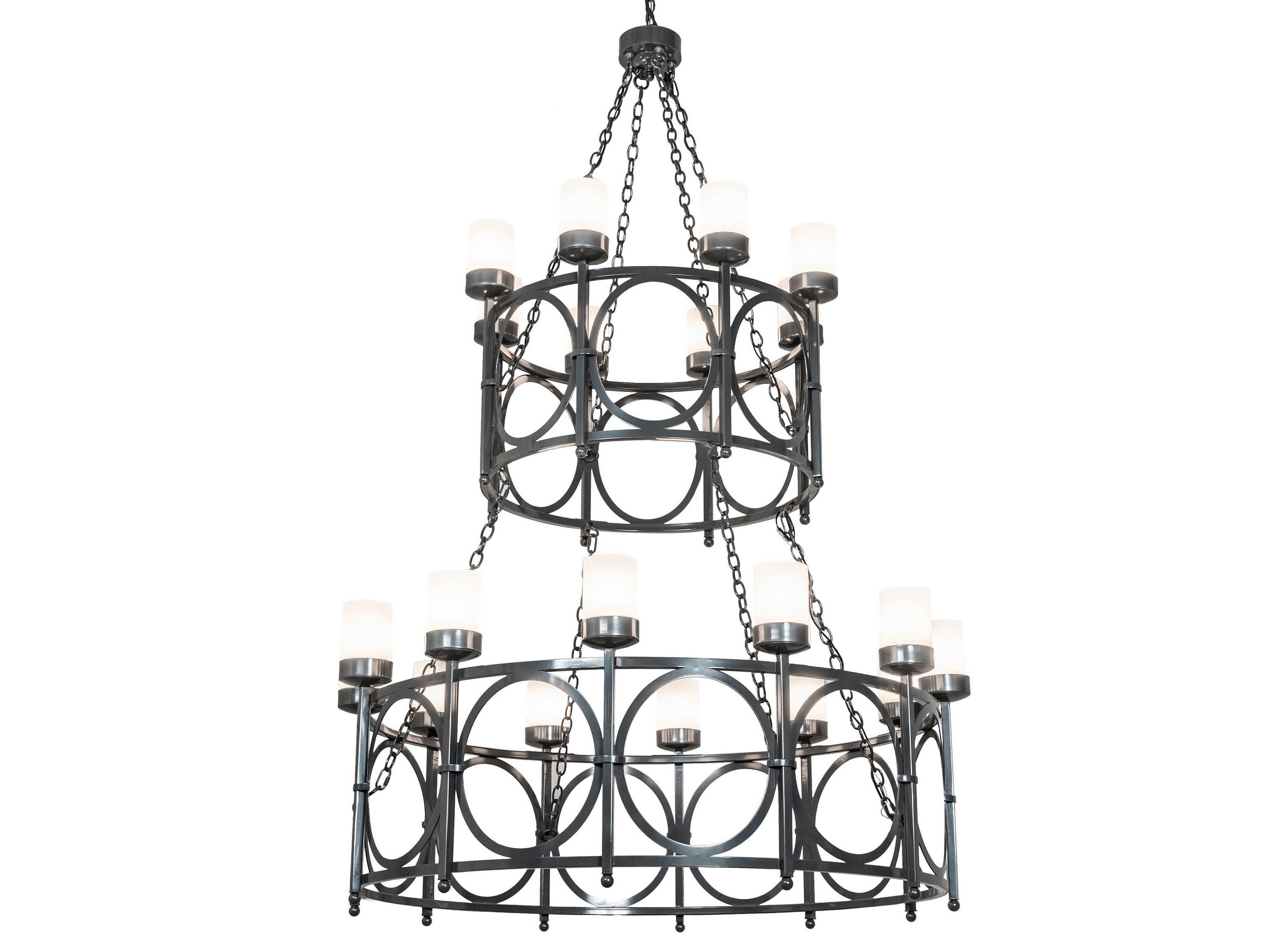 Meyda Porta 20-Light White Grey Cylinder Tiered Chandelier