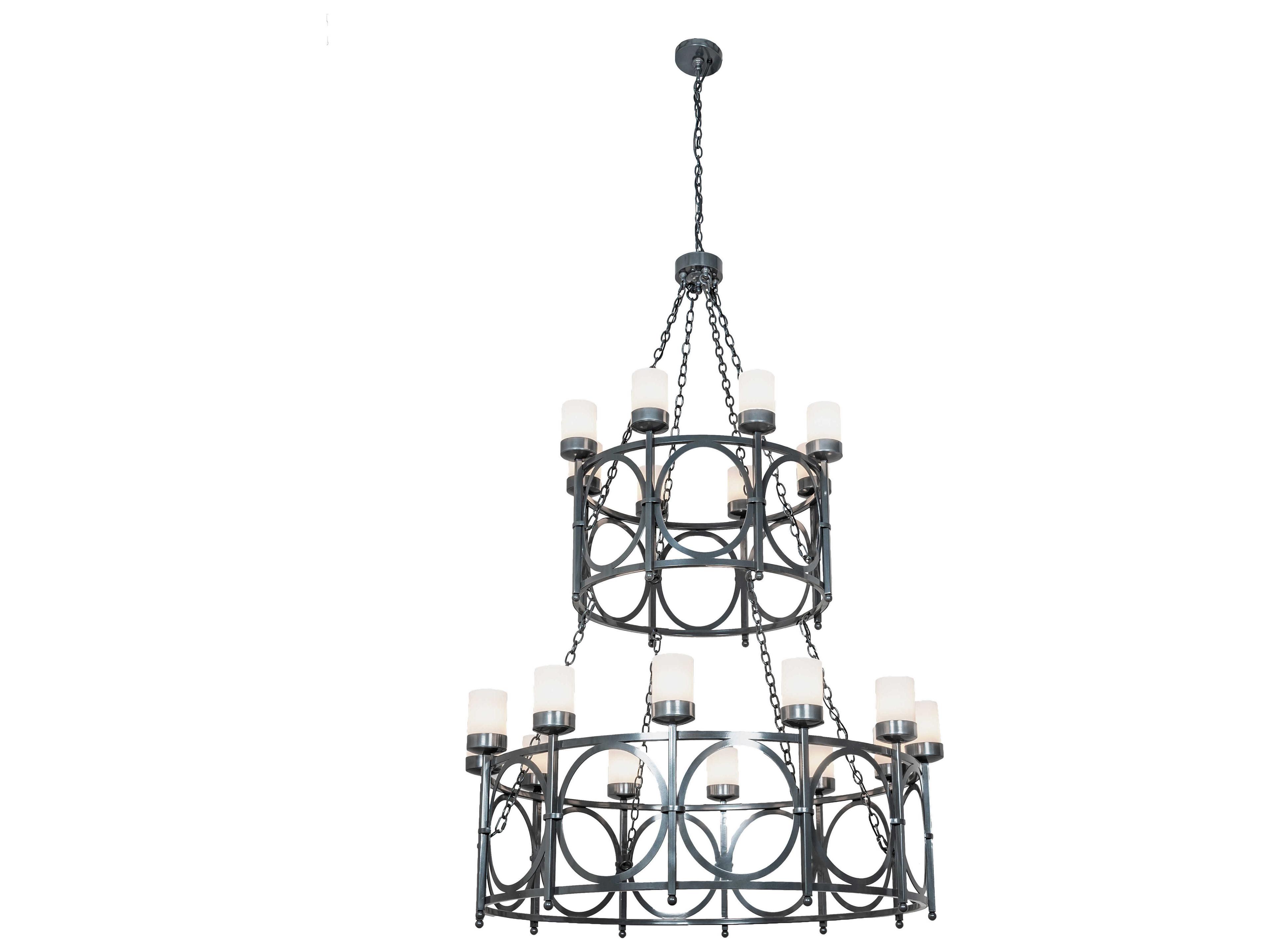 Meyda Porta 20-Light White Grey Cylinder Tiered Chandelier