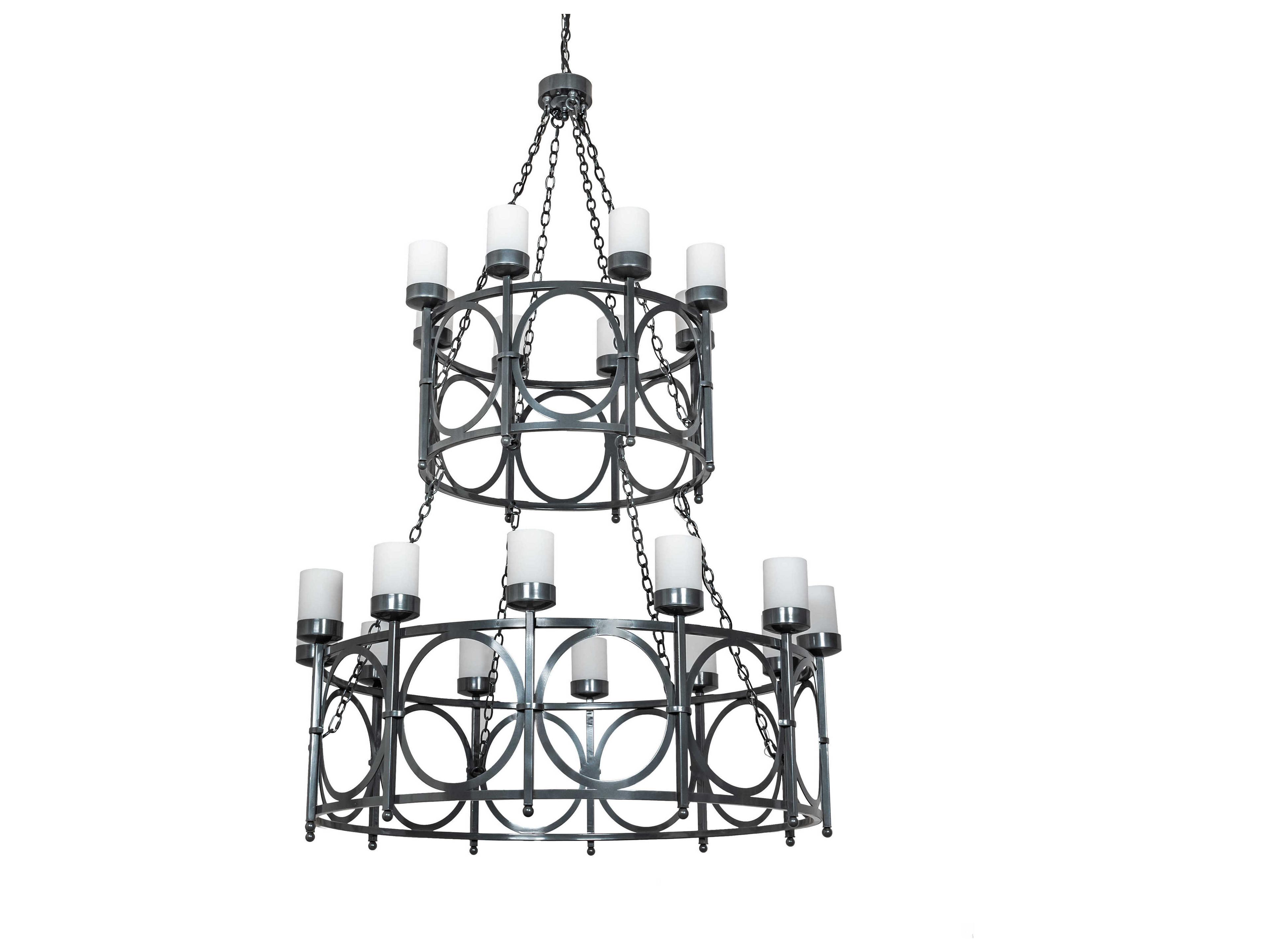 Meyda Porta 20-Light White Grey Cylinder Tiered Chandelier