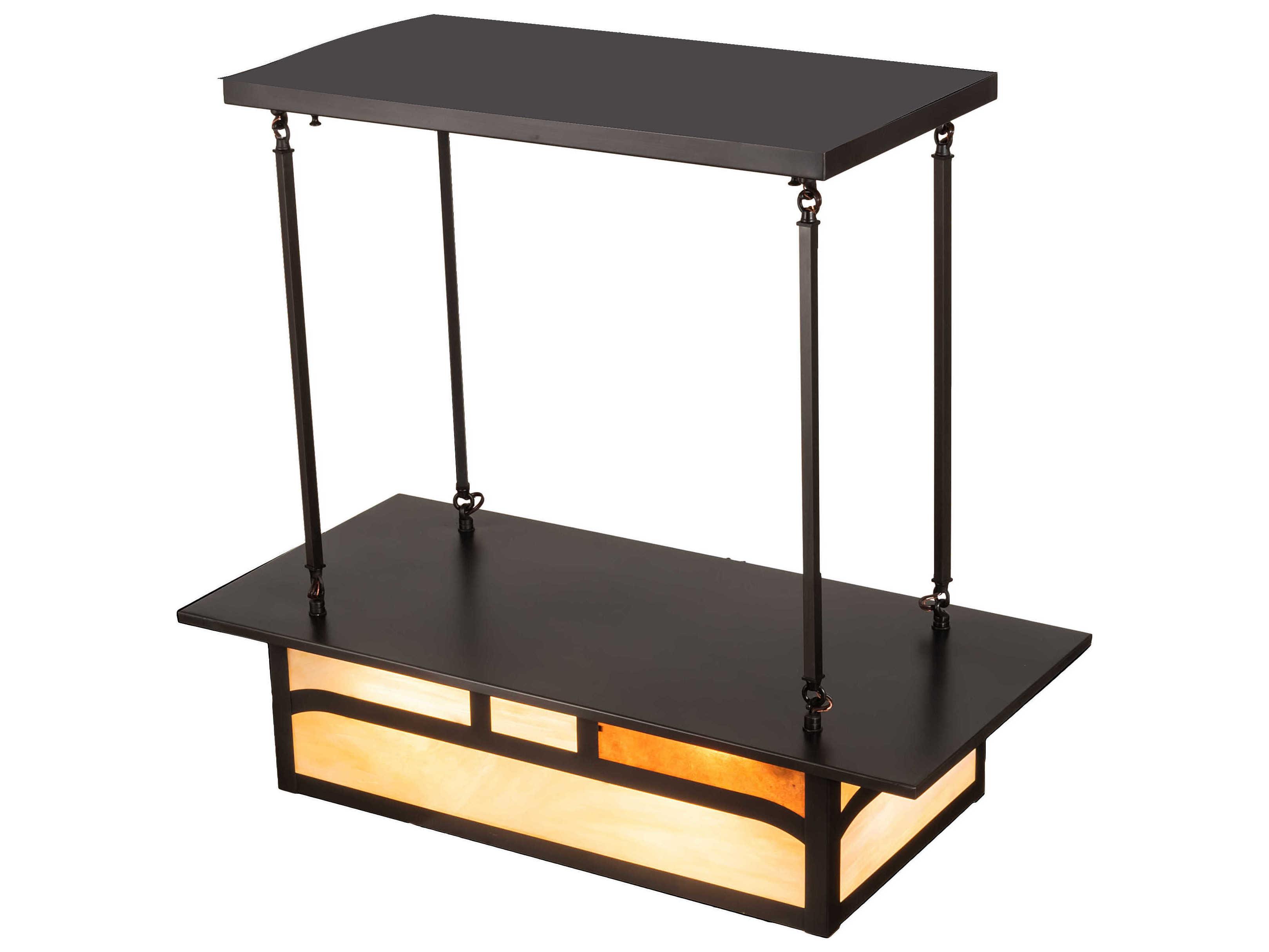 Meyda Hyde Park 4-Light Craftsman Brown Off White Glass Geometric Island Pendant