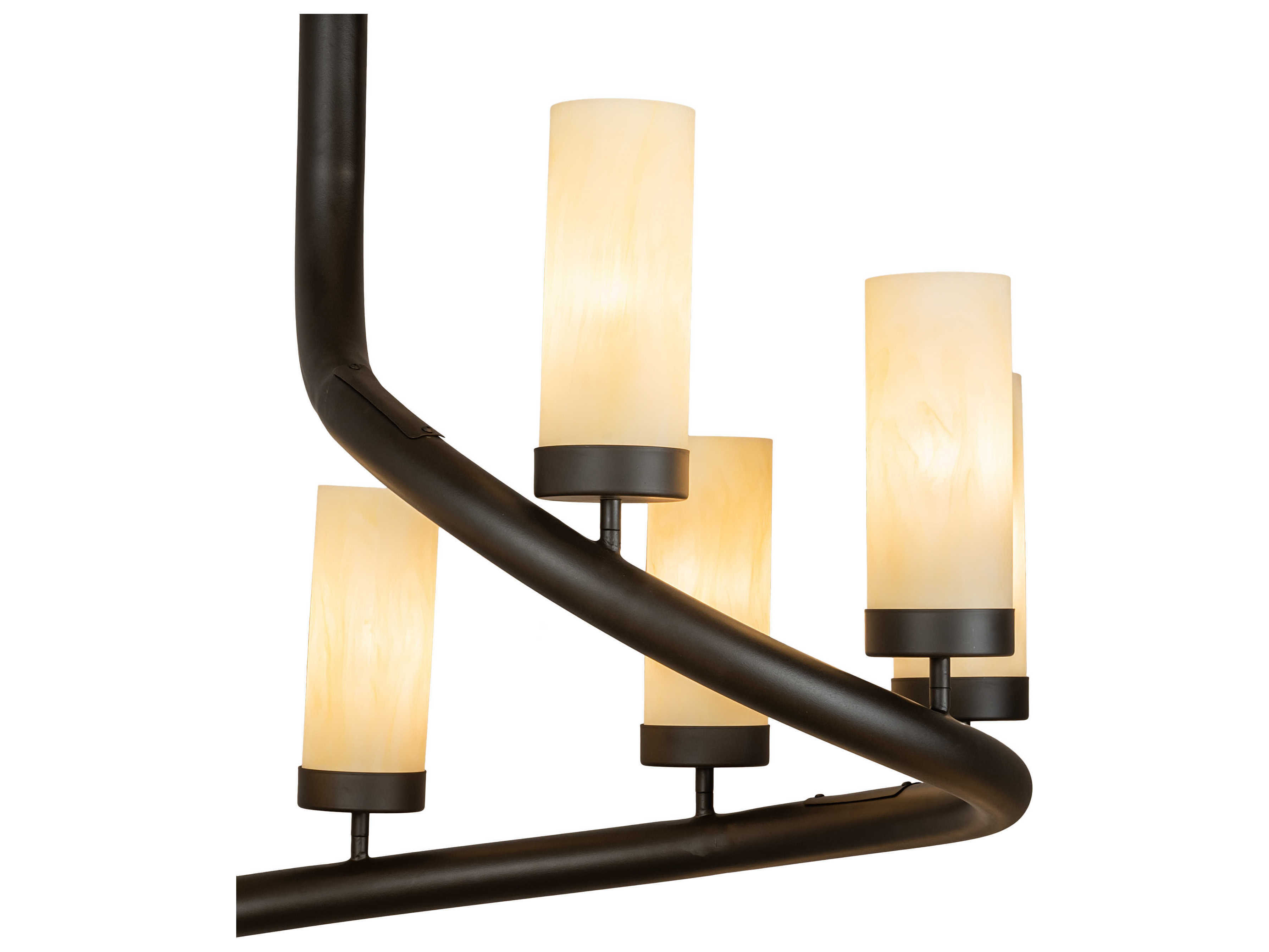 Meyda French Horn 17-Light Black Beige Off White Cylinder Chandelier
