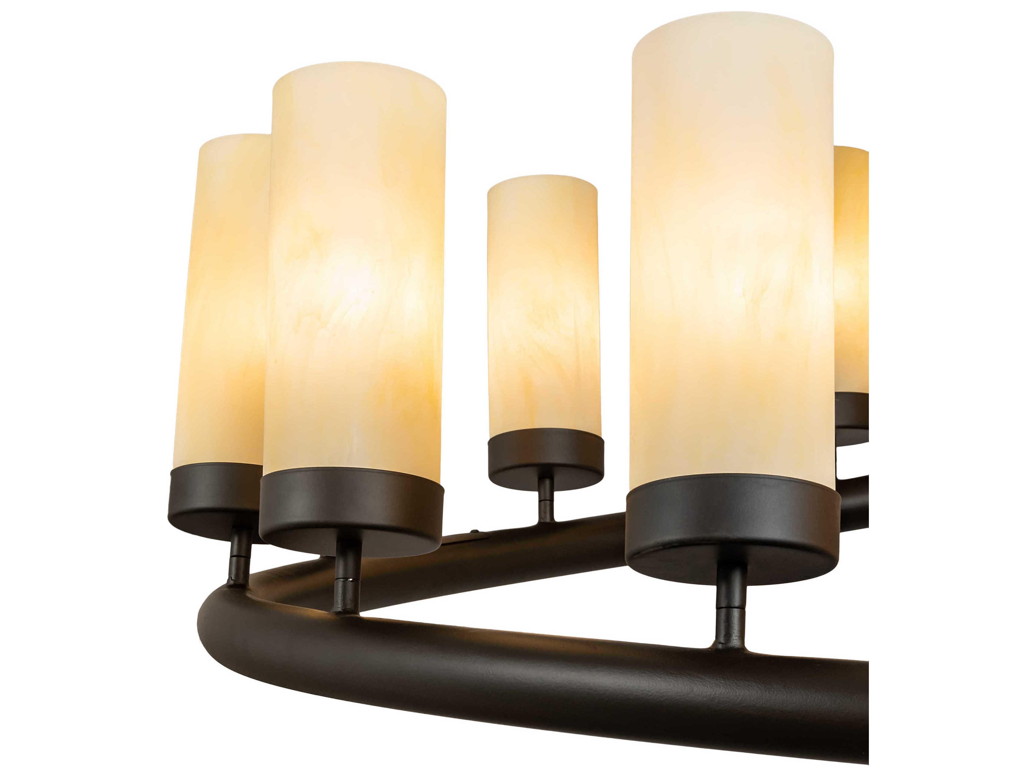 Meyda French Horn 17-Light Black Beige Off White Cylinder Chandelier