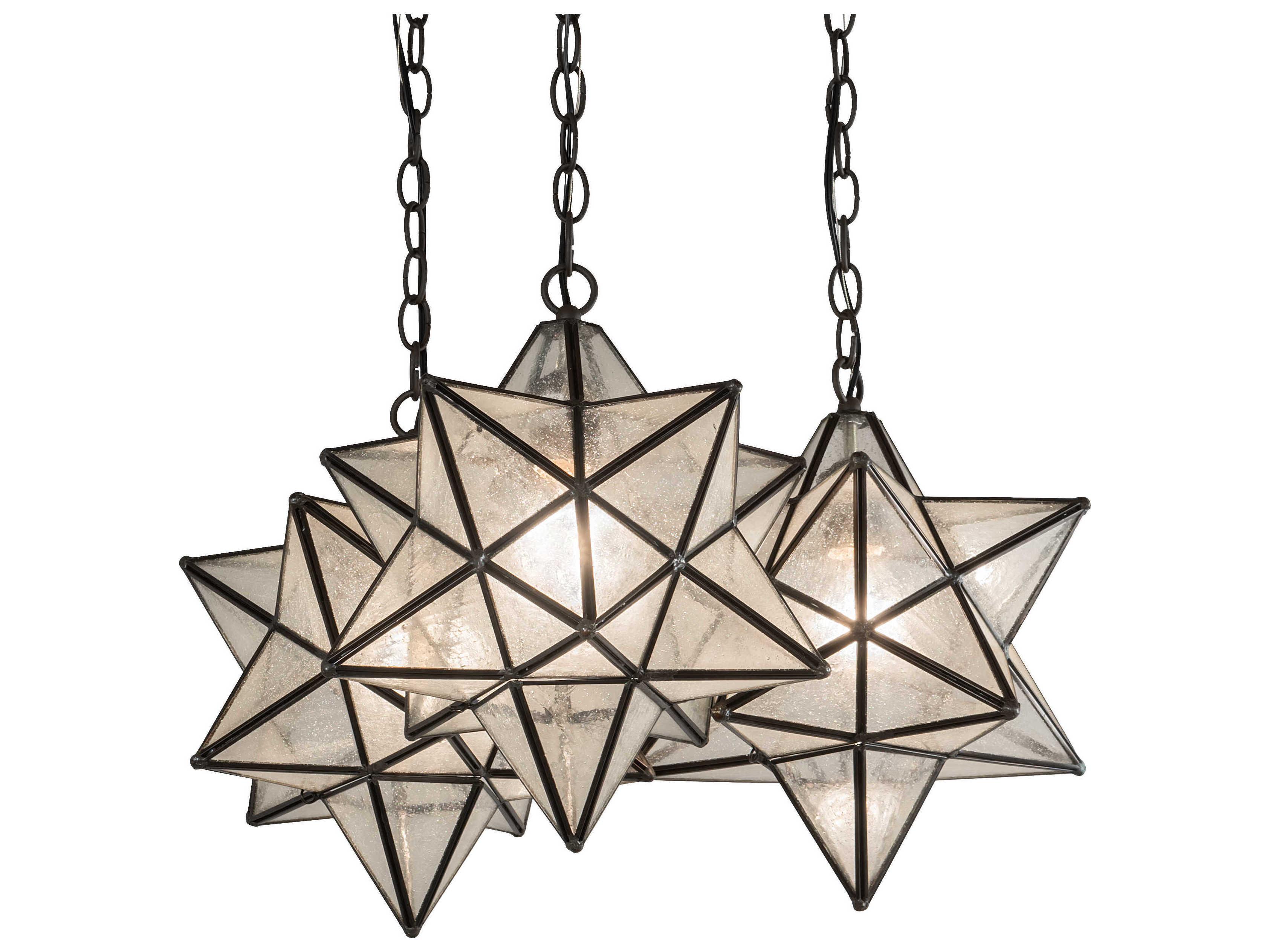 Meyda Moravian Star 3-Light Oil Rubbed Bronze Clear Glass Pendant