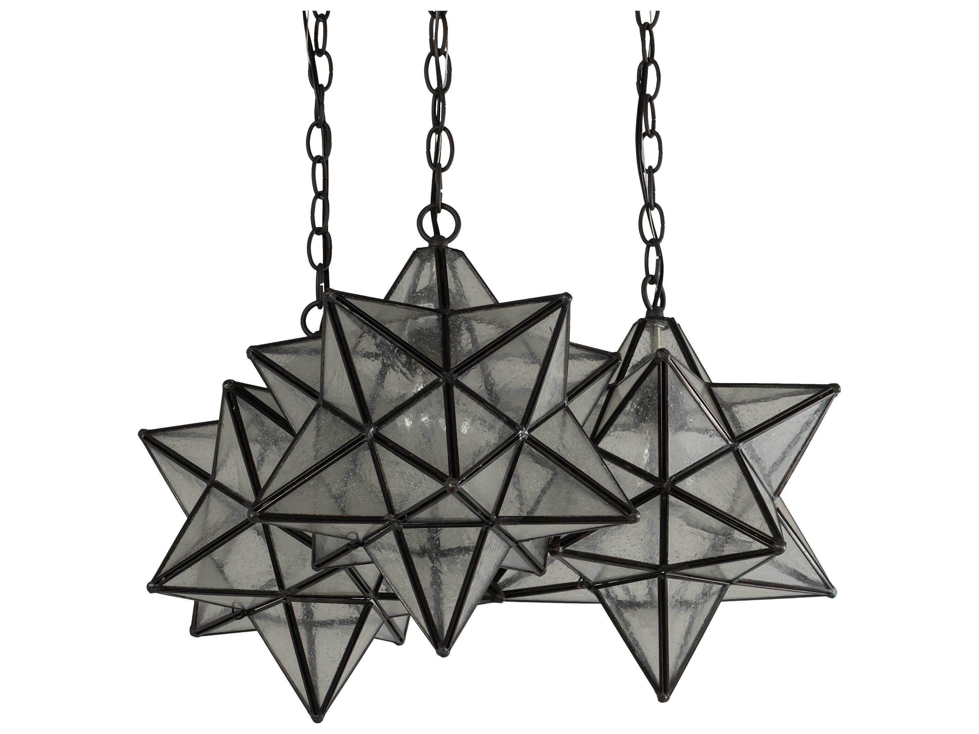 Meyda Moravian Star 3-Light Oil Rubbed Bronze Clear Glass Pendant