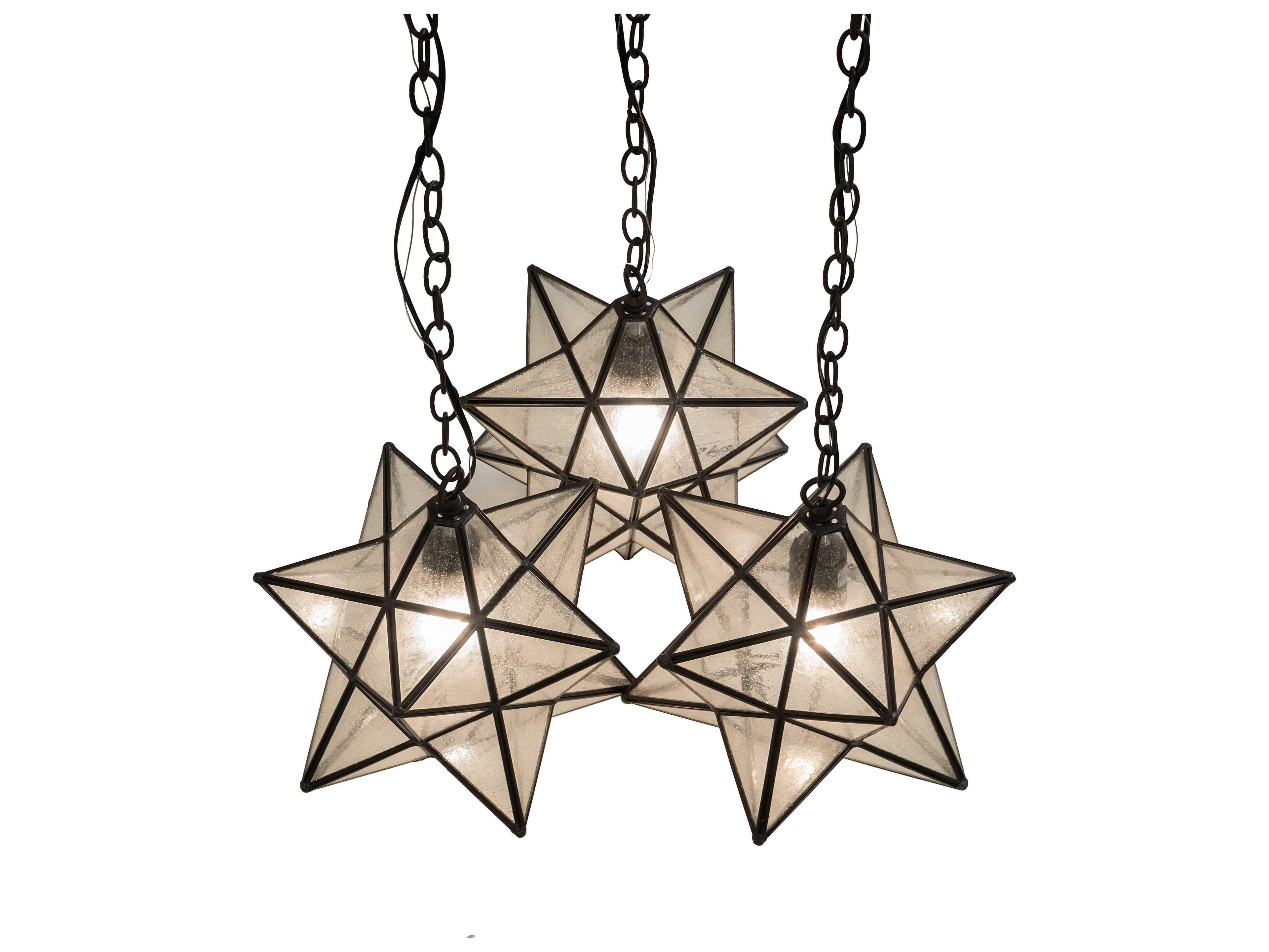 Meyda Moravian Star 3-Light Oil Rubbed Bronze Clear Glass Pendant