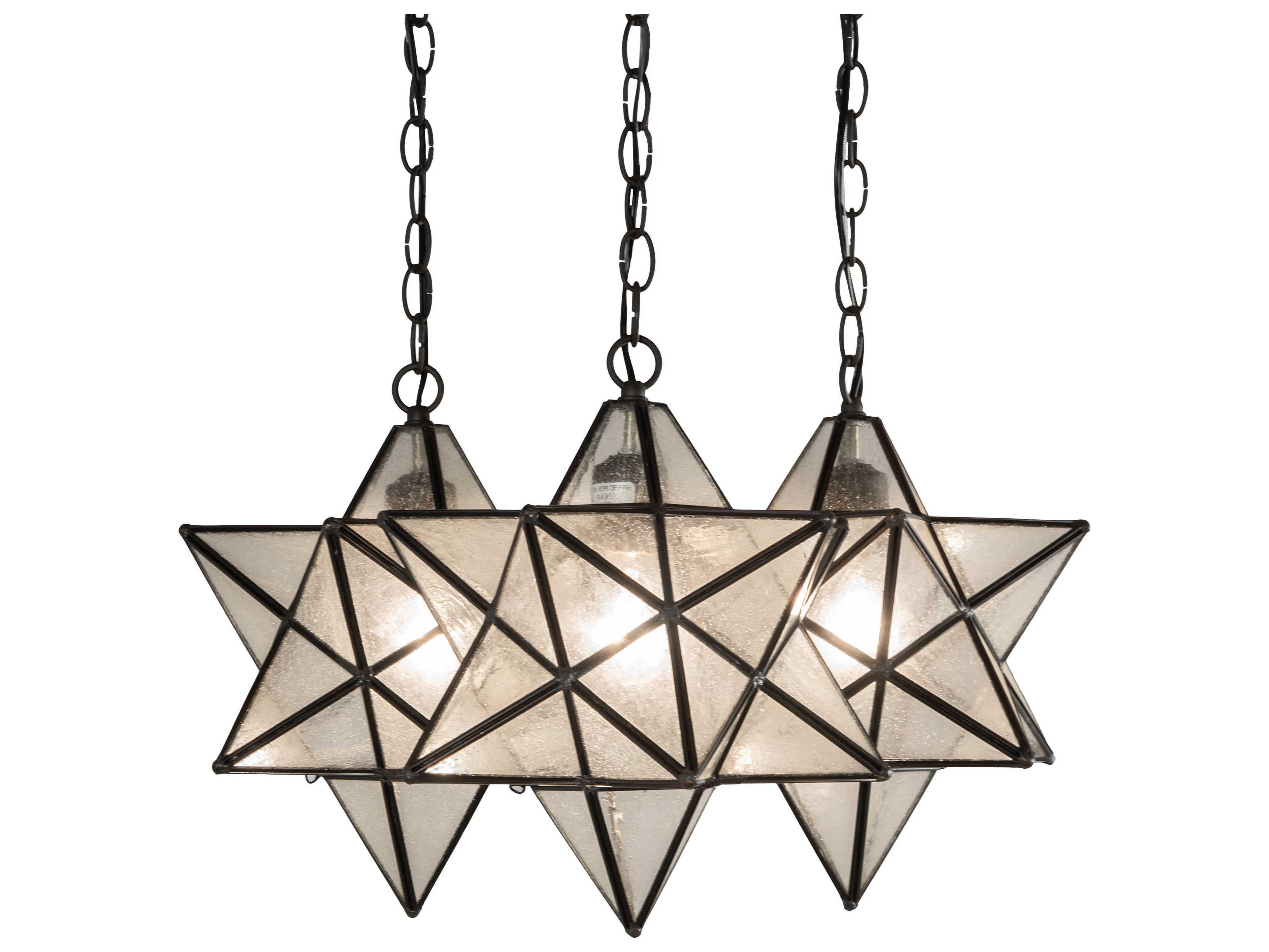 Meyda Moravian Star 3-Light Oil Rubbed Bronze Clear Glass Pendant