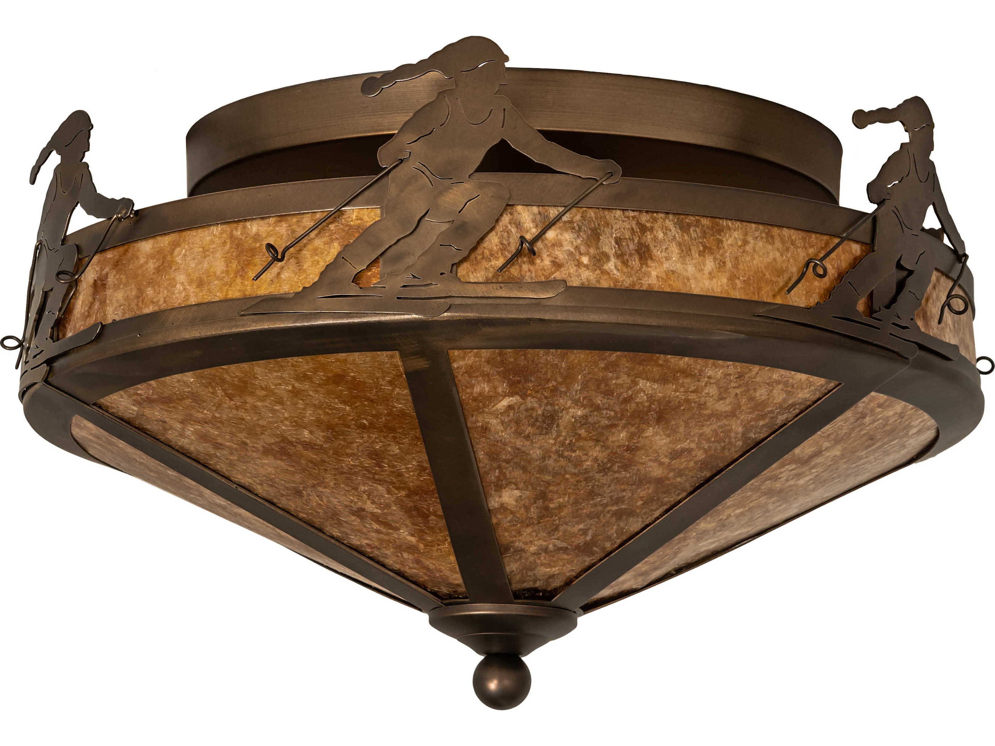 Meyda Alpine 2-Light Antique Copper Brown Glass Flush Mount