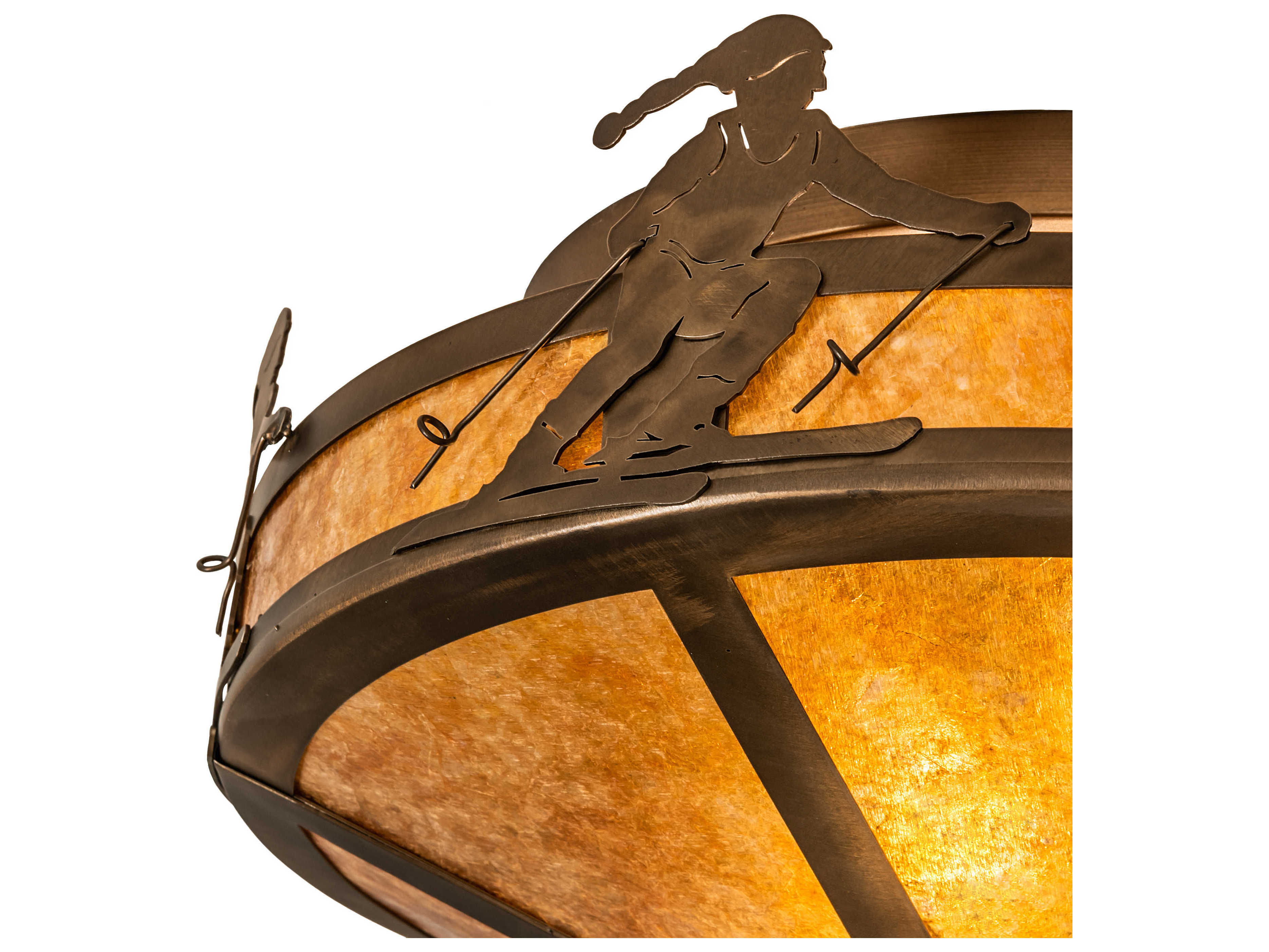 Meyda Alpine 2-Light Antique Copper Brown Glass Flush Mount