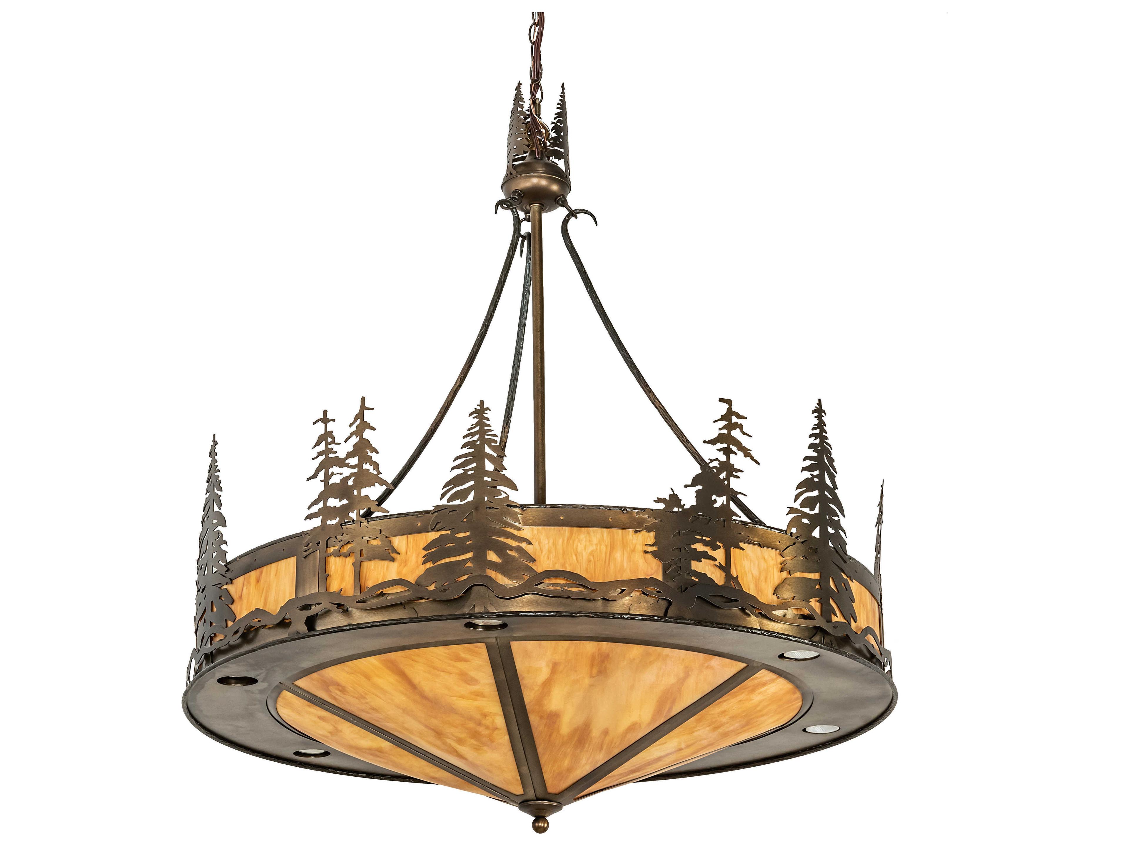 Meyda Tall Pines 6 12-Light Antique Copper Brown Geometric Pendant