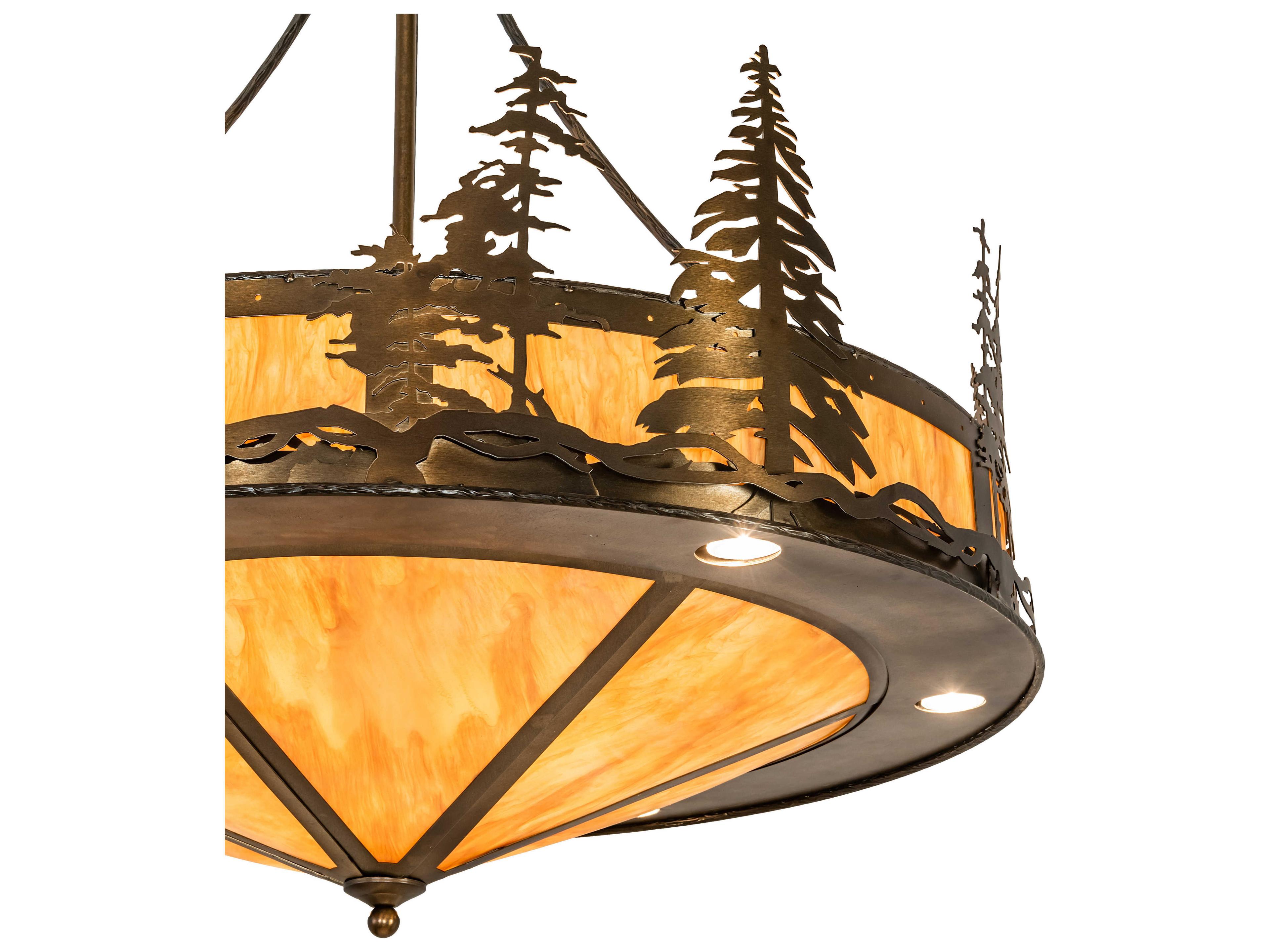 Meyda Tall Pines 6 12-Light Antique Copper Brown Geometric Pendant