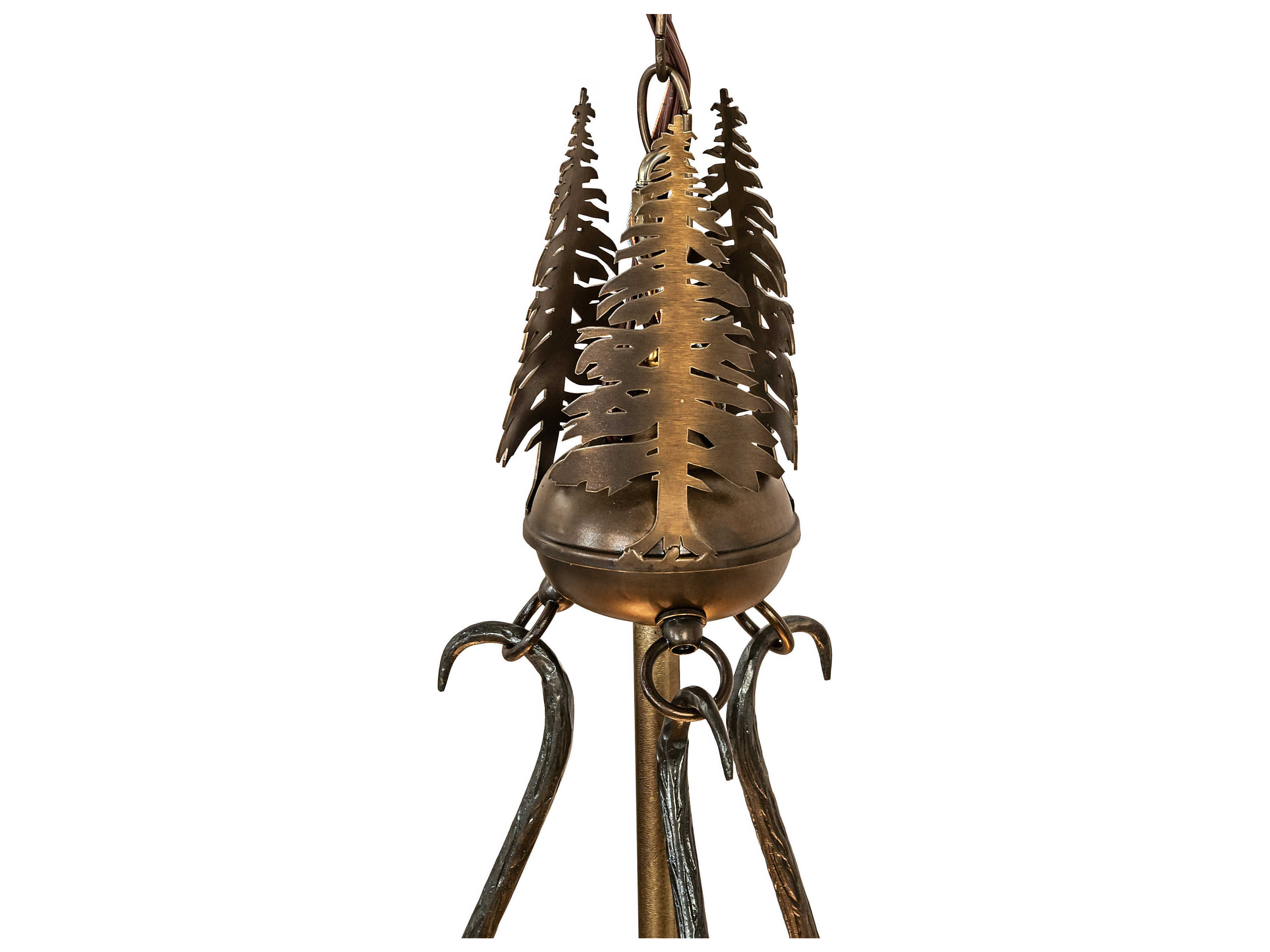 Meyda Tall Pines 6 12-Light Antique Copper Brown Geometric Pendant