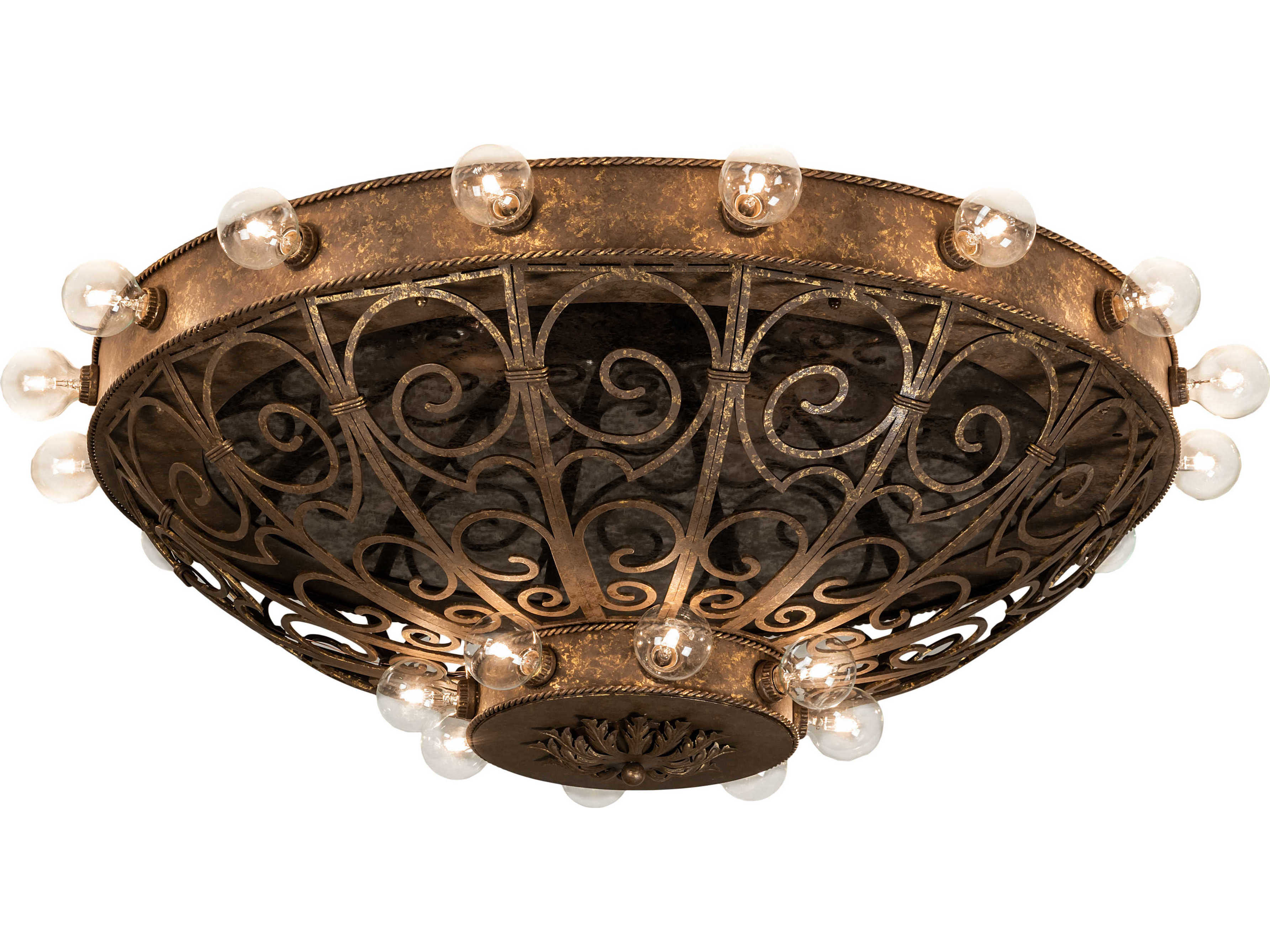 Meyda Osteria 24-Light Chocolate Gold Brown Flush Mount
