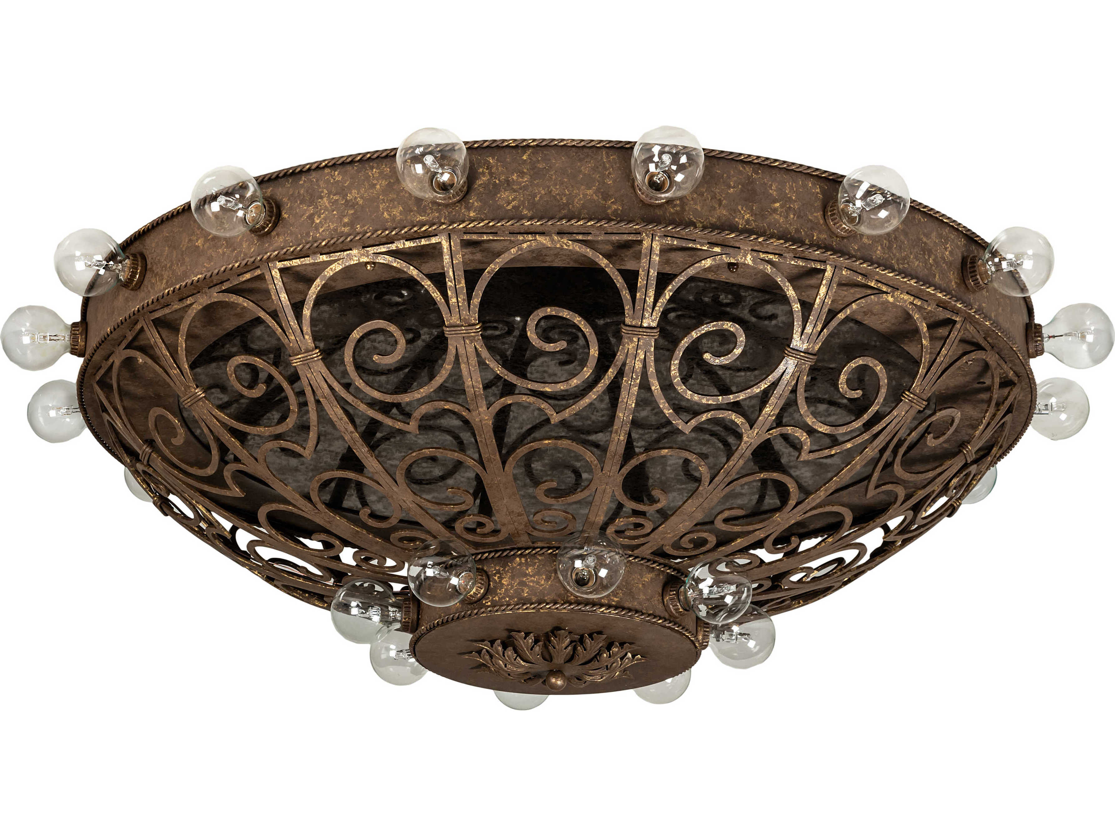 Meyda Osteria 24-Light Chocolate Gold Brown Flush Mount