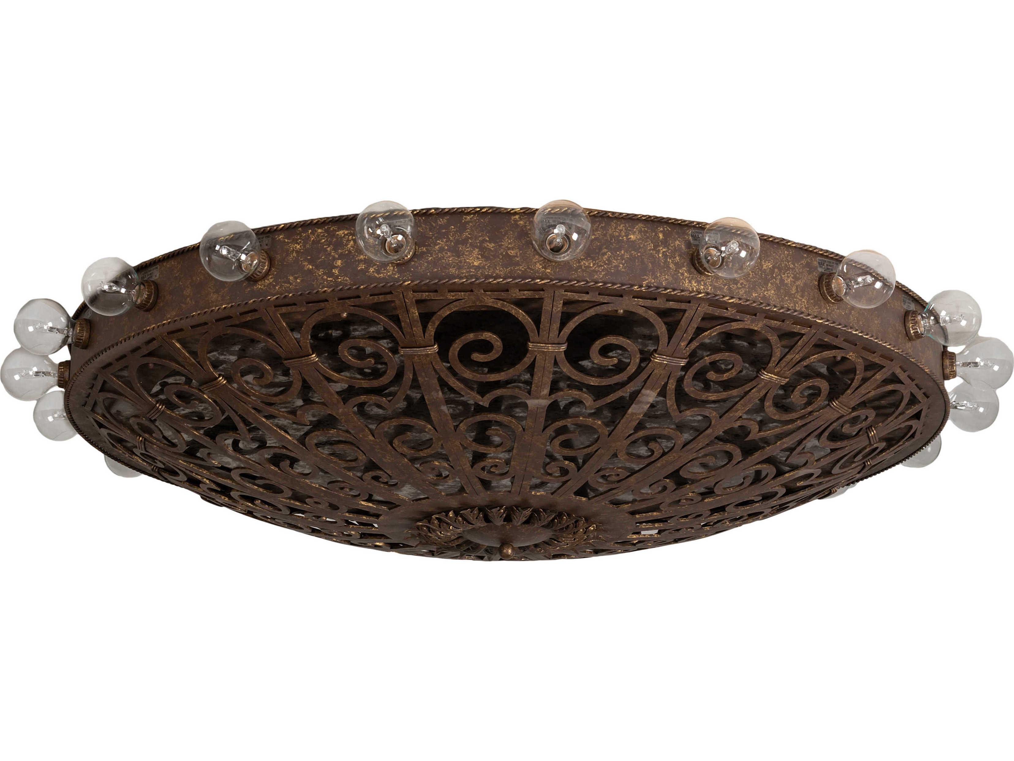 Meyda Osteria 20-Light Chocolate Gold Brown Flush Mount