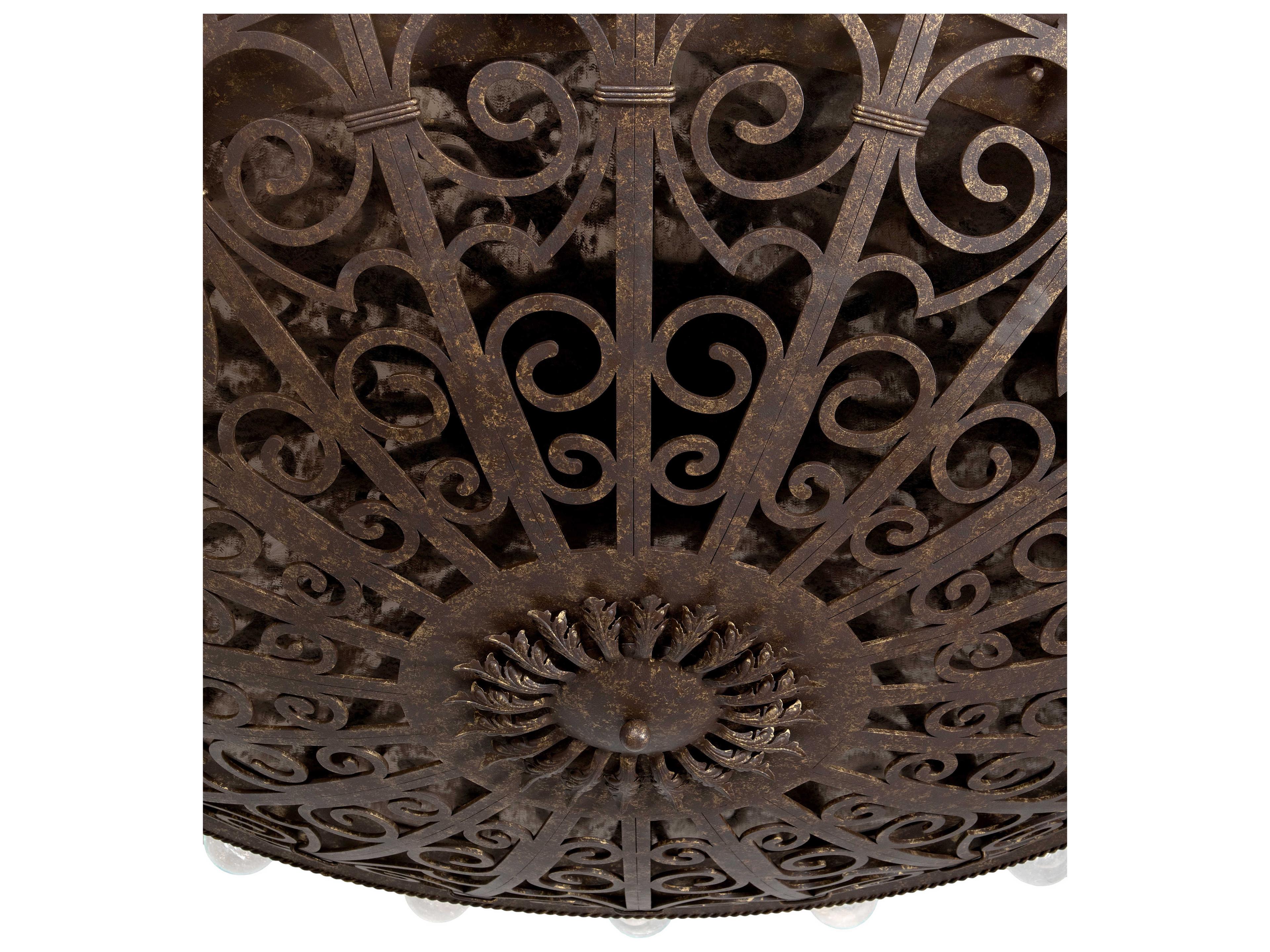 Meyda Osteria 20-Light Chocolate Gold Brown Flush Mount