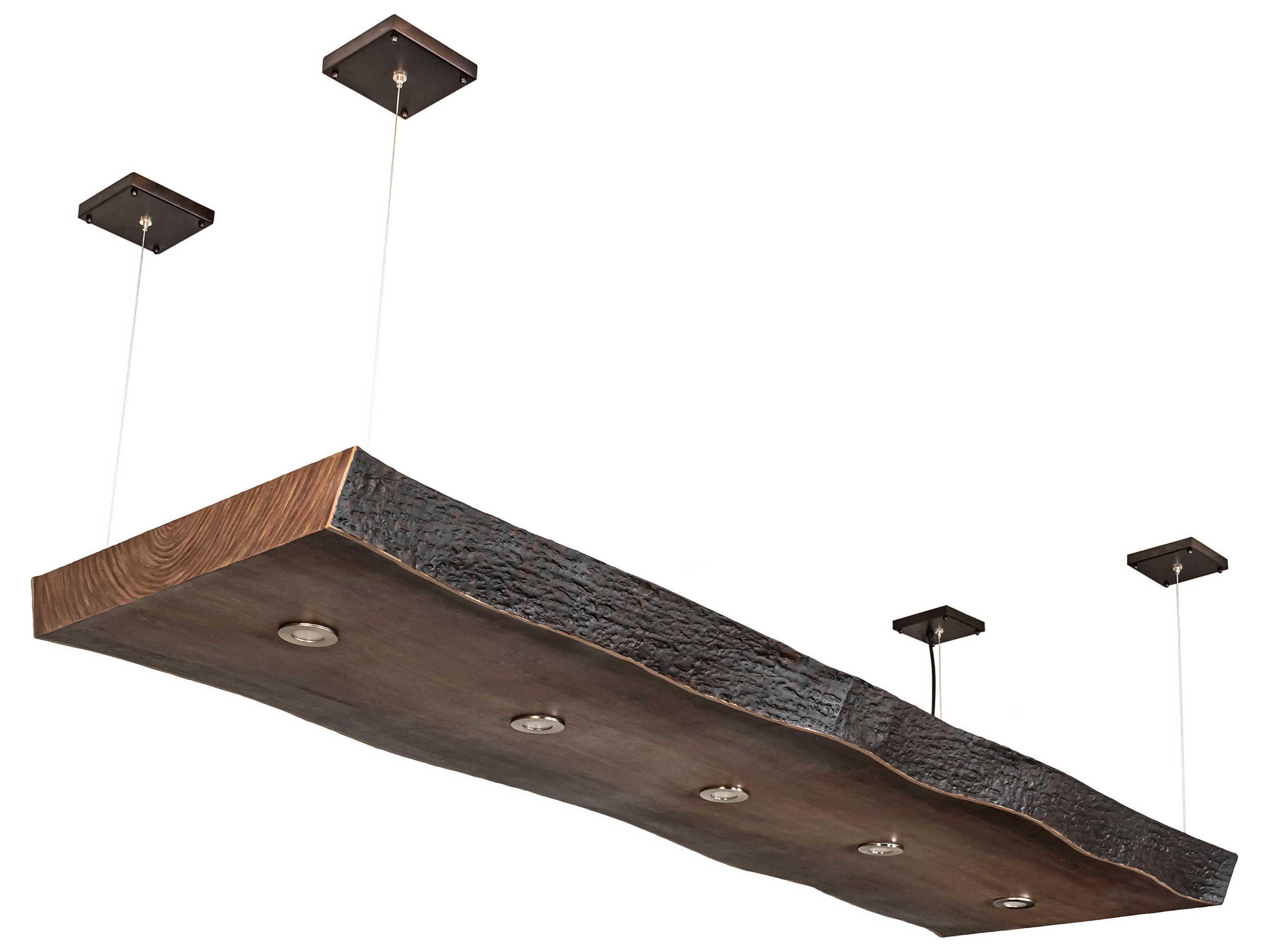 Meyda Live Edge Walnut 5-Light Natural Wood Brown LED Geometric Island Pendant