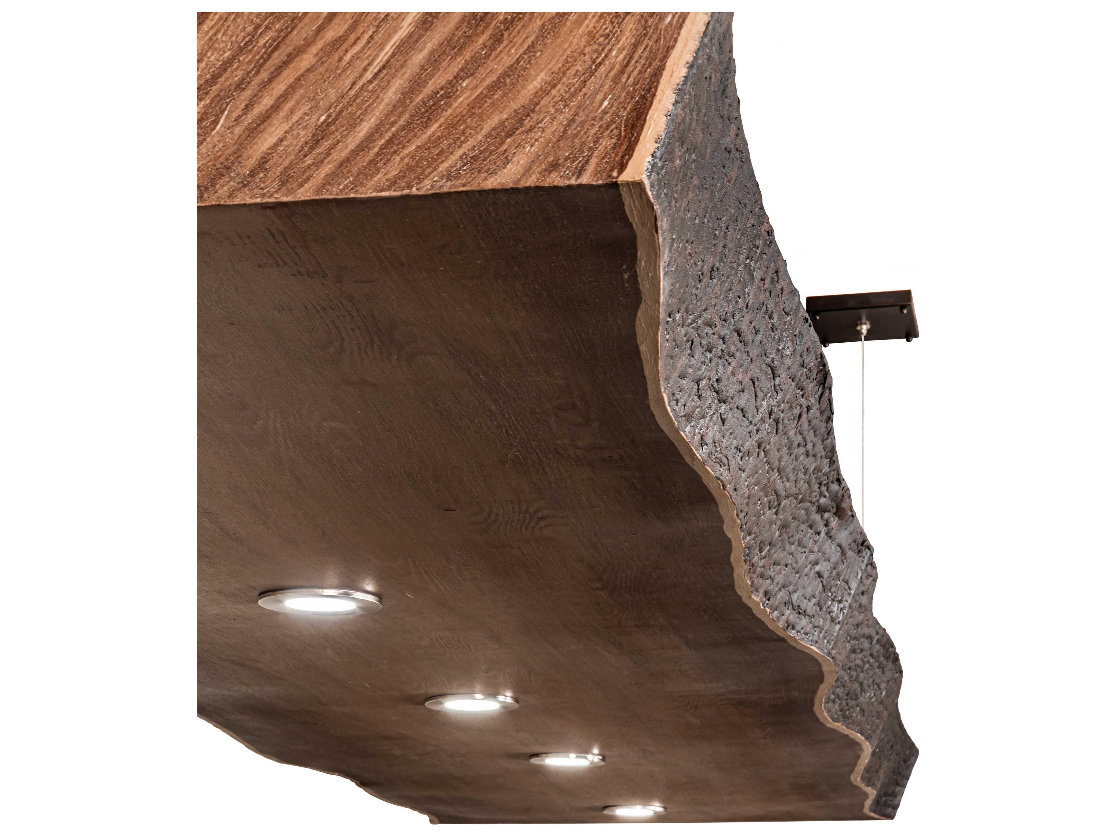 Meyda Live Edge Walnut 5-Light Natural Wood Brown LED Geometric Island Pendant