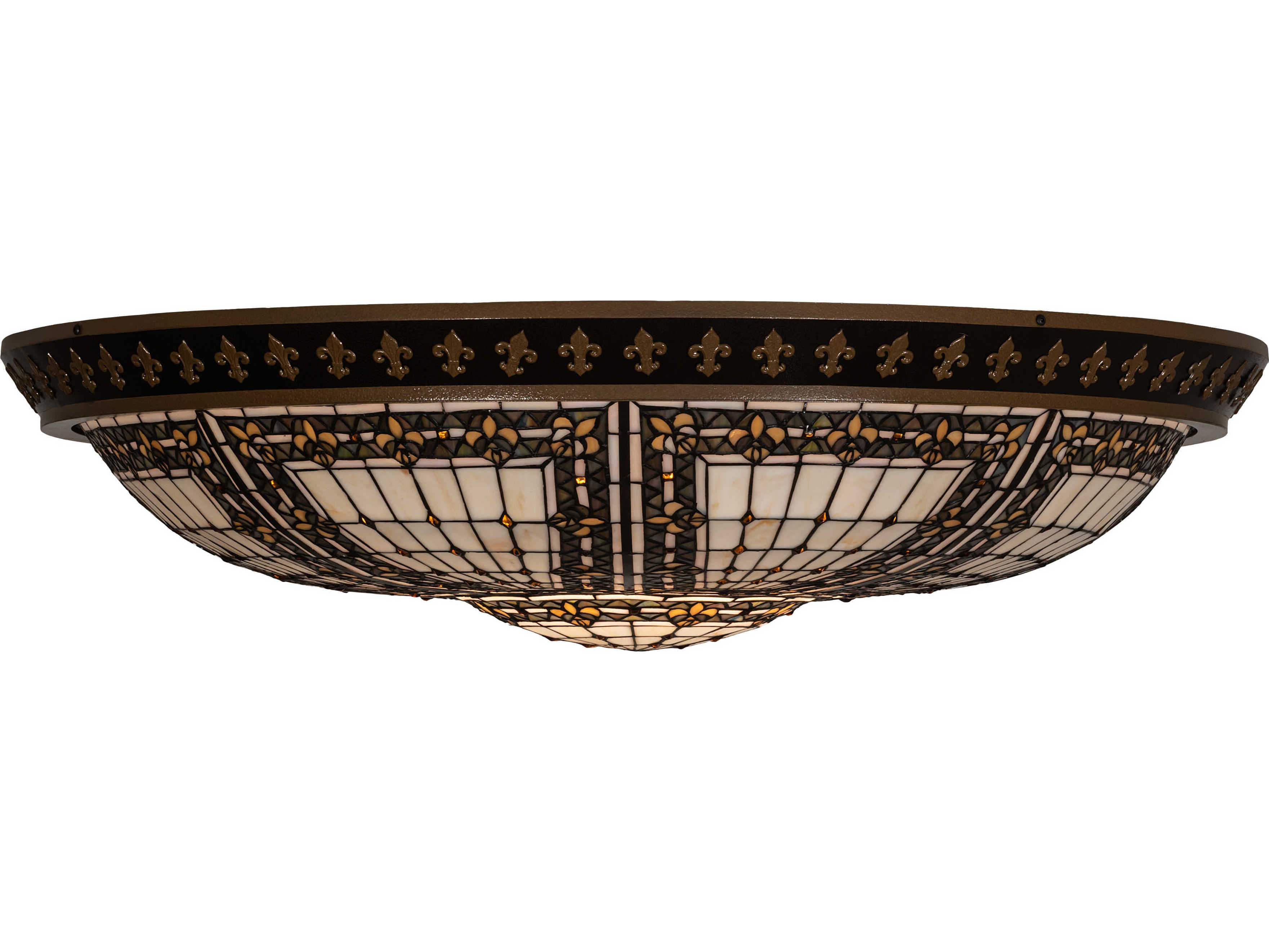 Meyda Fleur-de-lis 8-Light Copper Vein Brown Glass LED Bowl Flush Mount