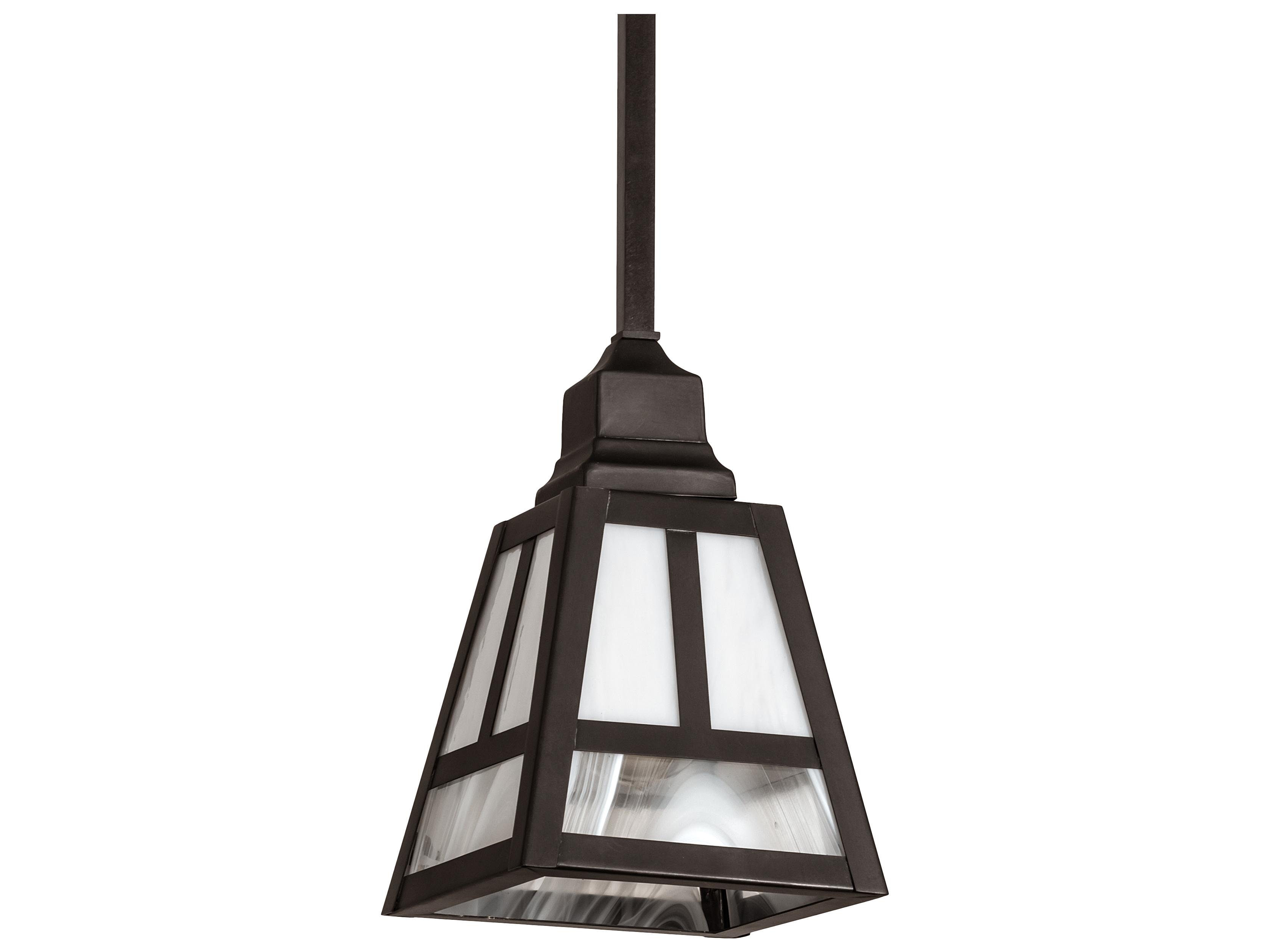 Meyda T-mission 1-Light Craftsman Brown White Glass Mini Pendant