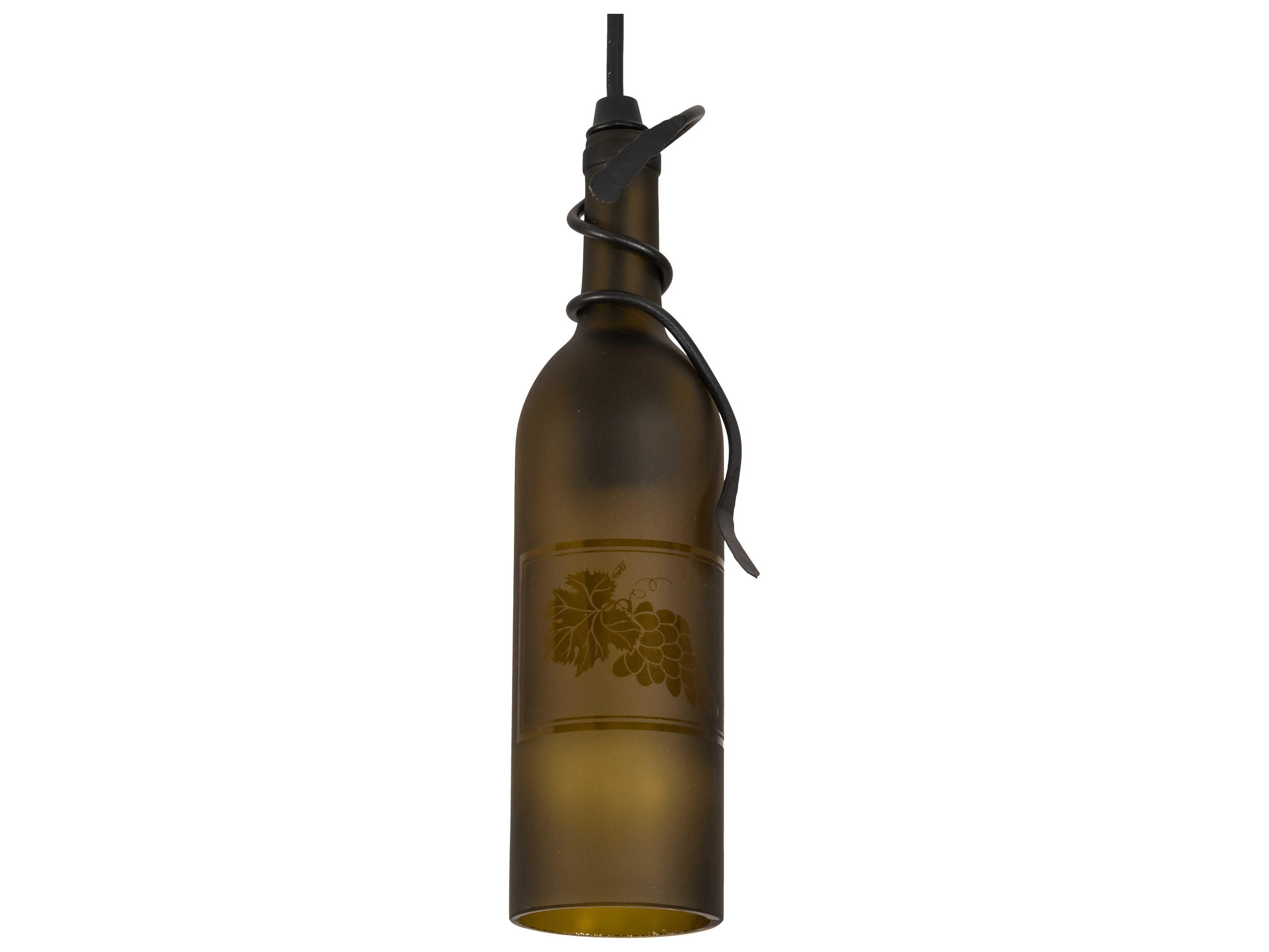 Meyda Tuscan Vineyard 1-Light Green Black Glass Cylinder Mini Pendant