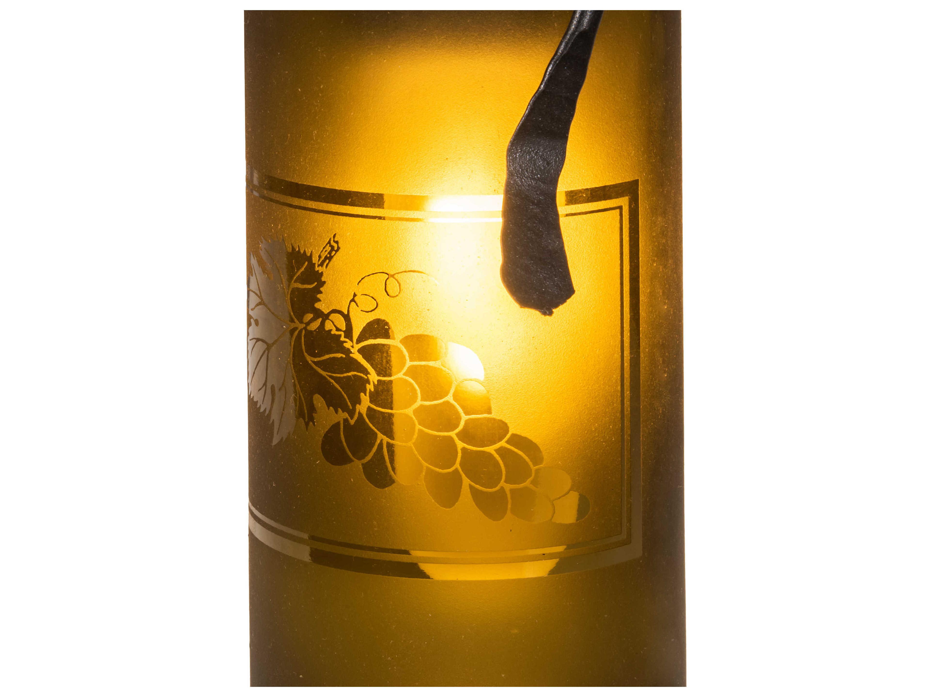 Meyda Tuscan Vineyard 1-Light Green Black Glass Cylinder Mini Pendant