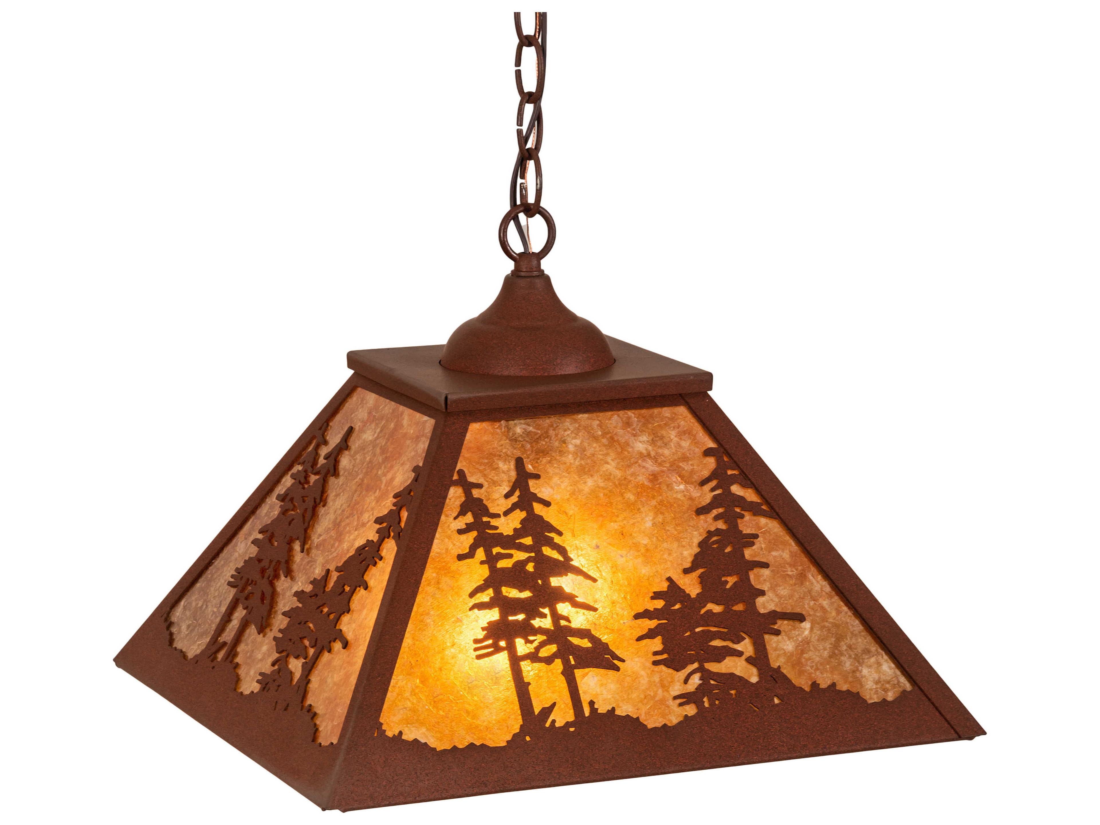 Meyda Tall Pines 2-Light Red Rust Brown Pendant