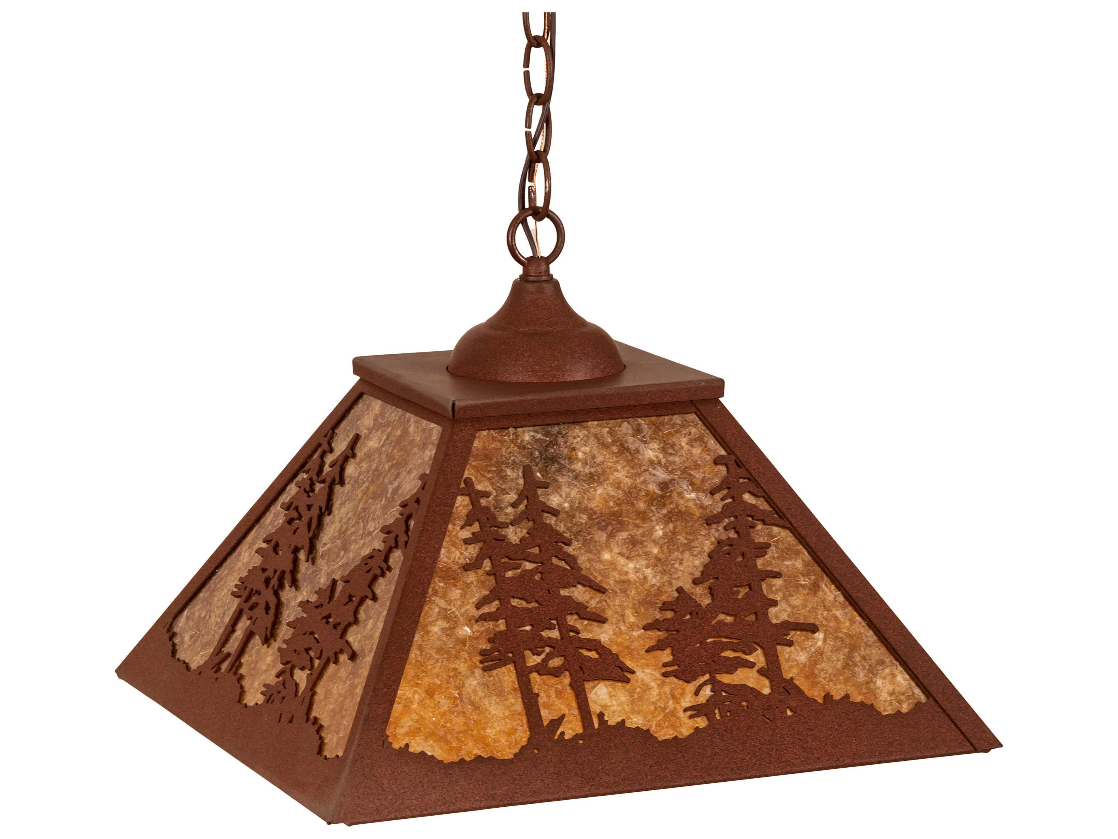 Meyda Tall Pines 2-Light Red Rust Brown Pendant