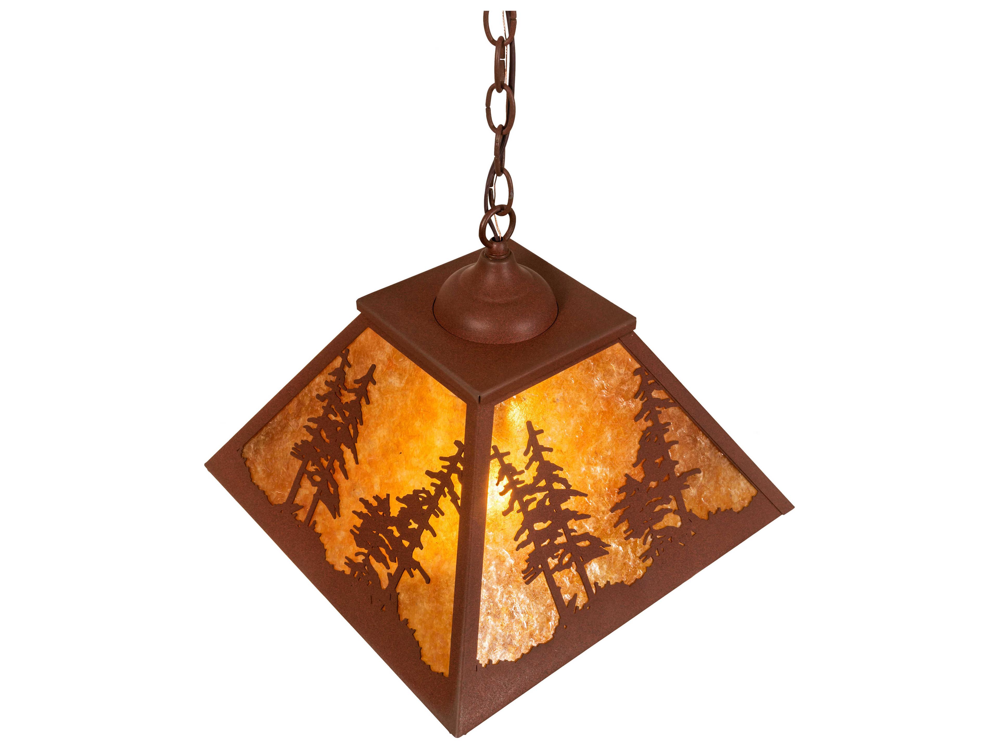 Meyda Tall Pines 2-Light Red Rust Brown Pendant