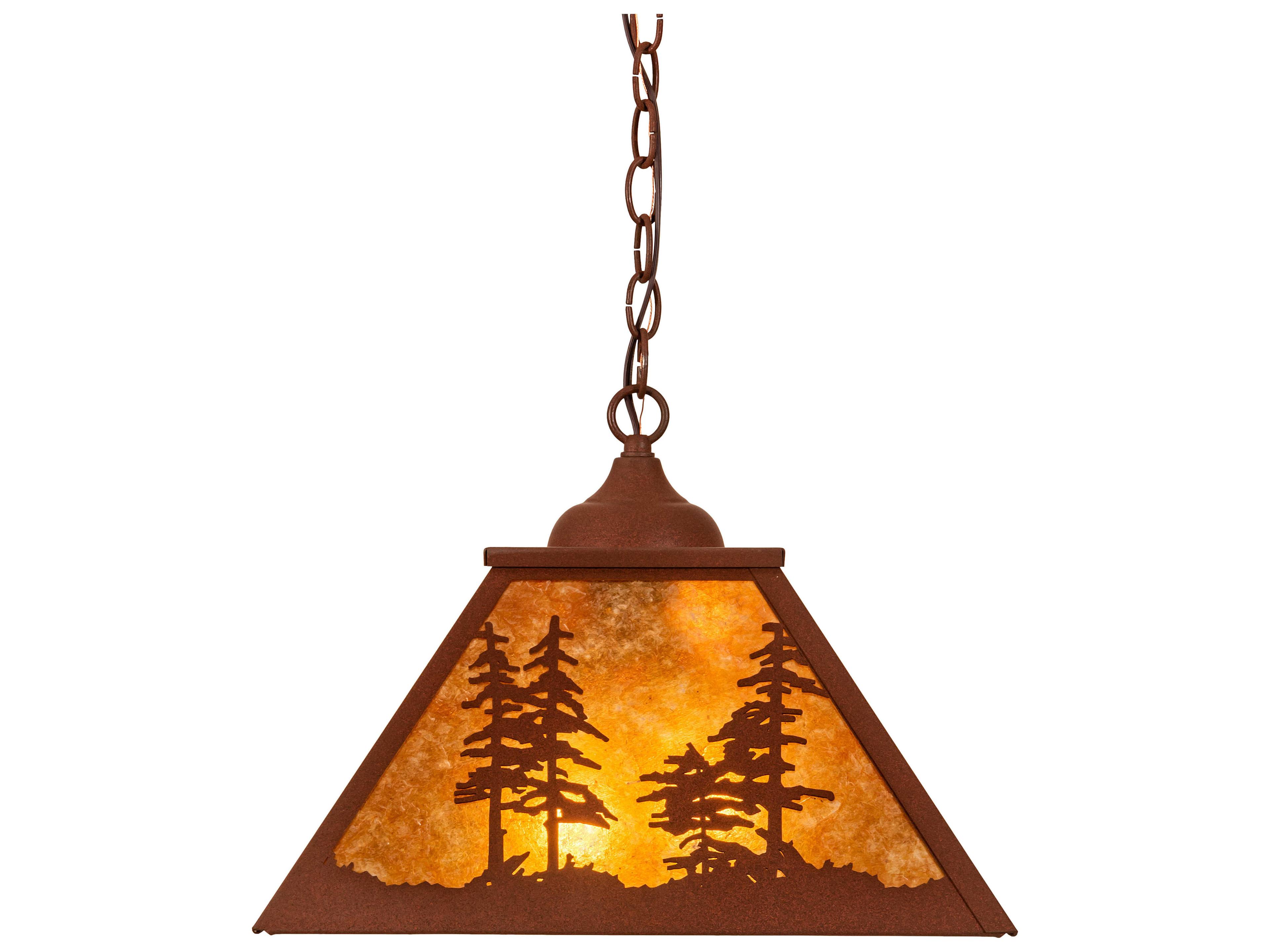 Meyda Tall Pines 2-Light Red Rust Brown Pendant