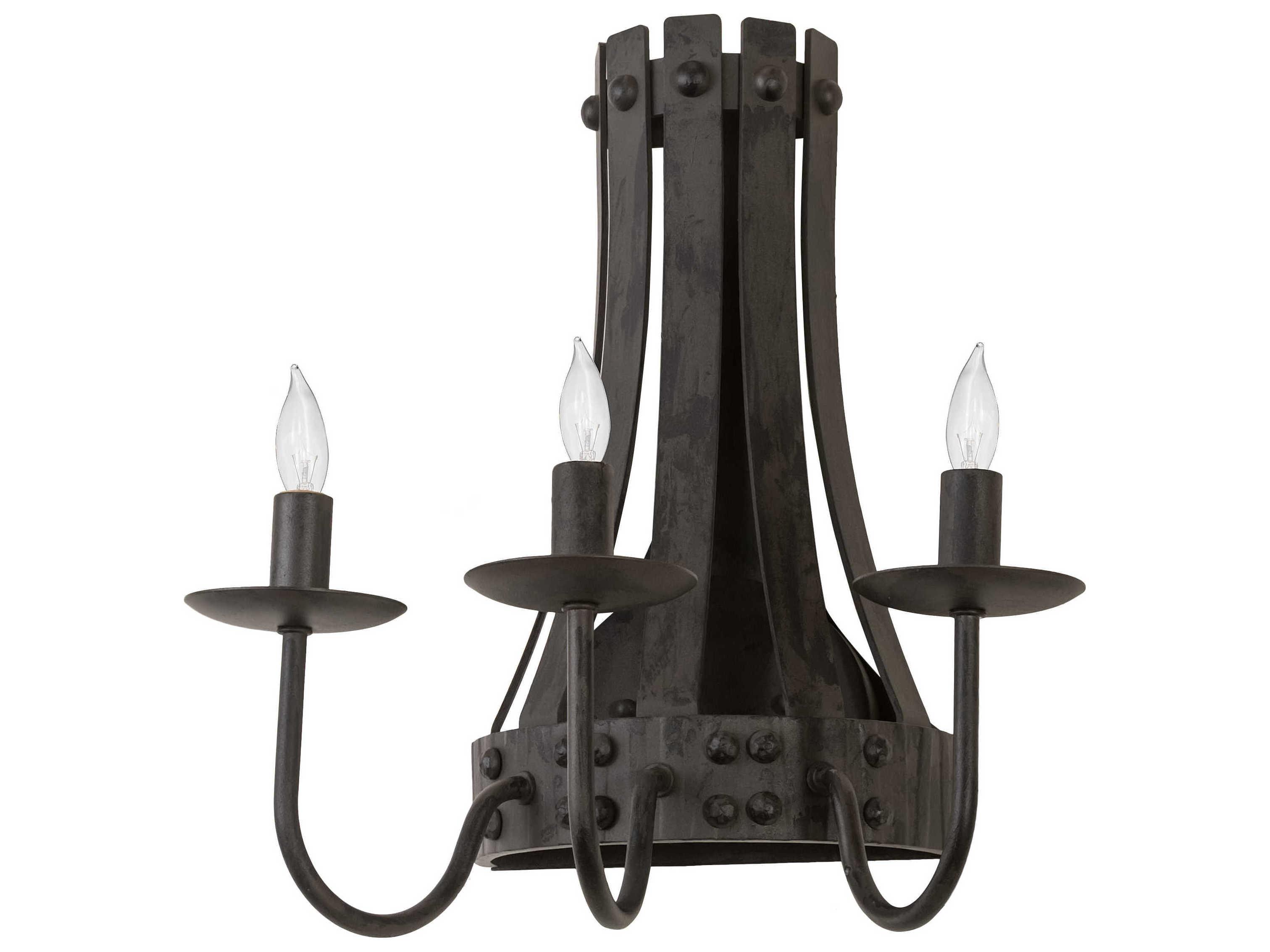 Meyda Barrel Stave 3-Light Black Wall Sconce