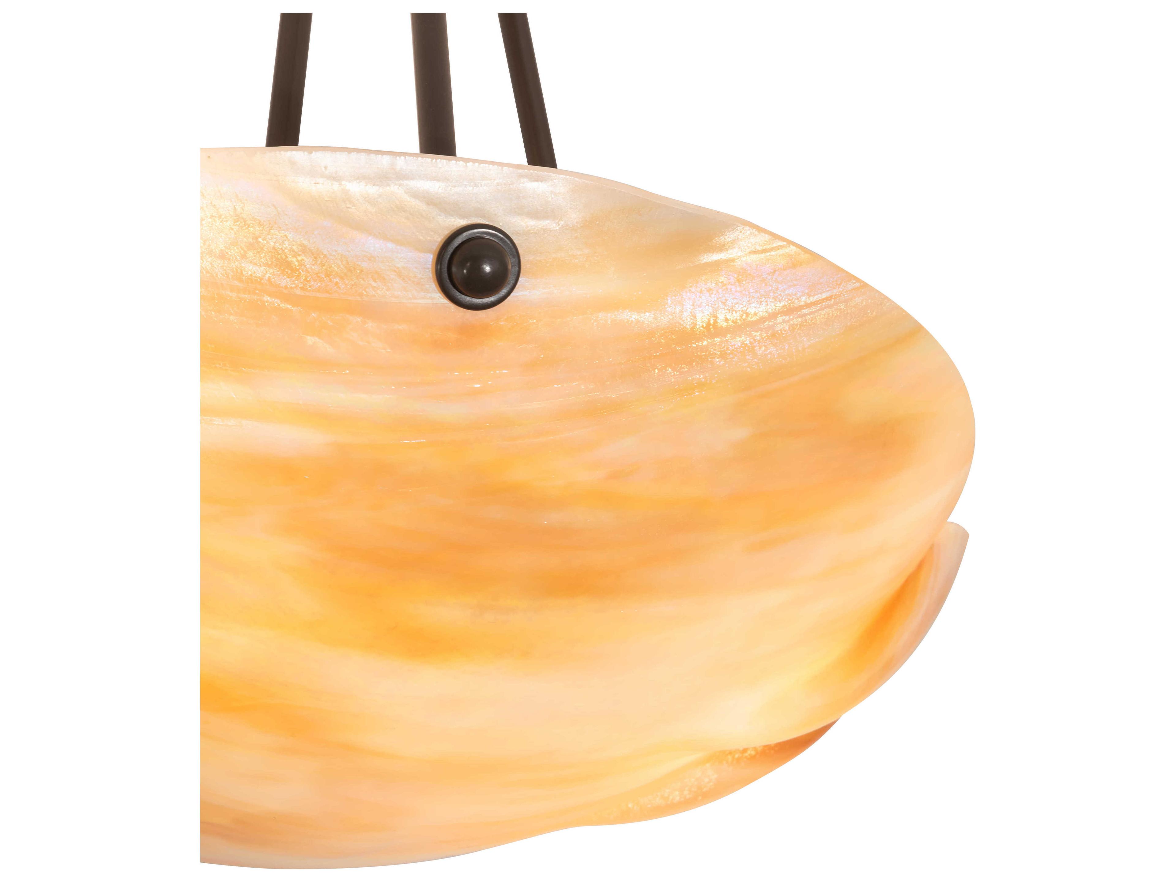 Meyda Metro 3-Light Coral Beige White Off Glass Bowl Semi Flush Mount