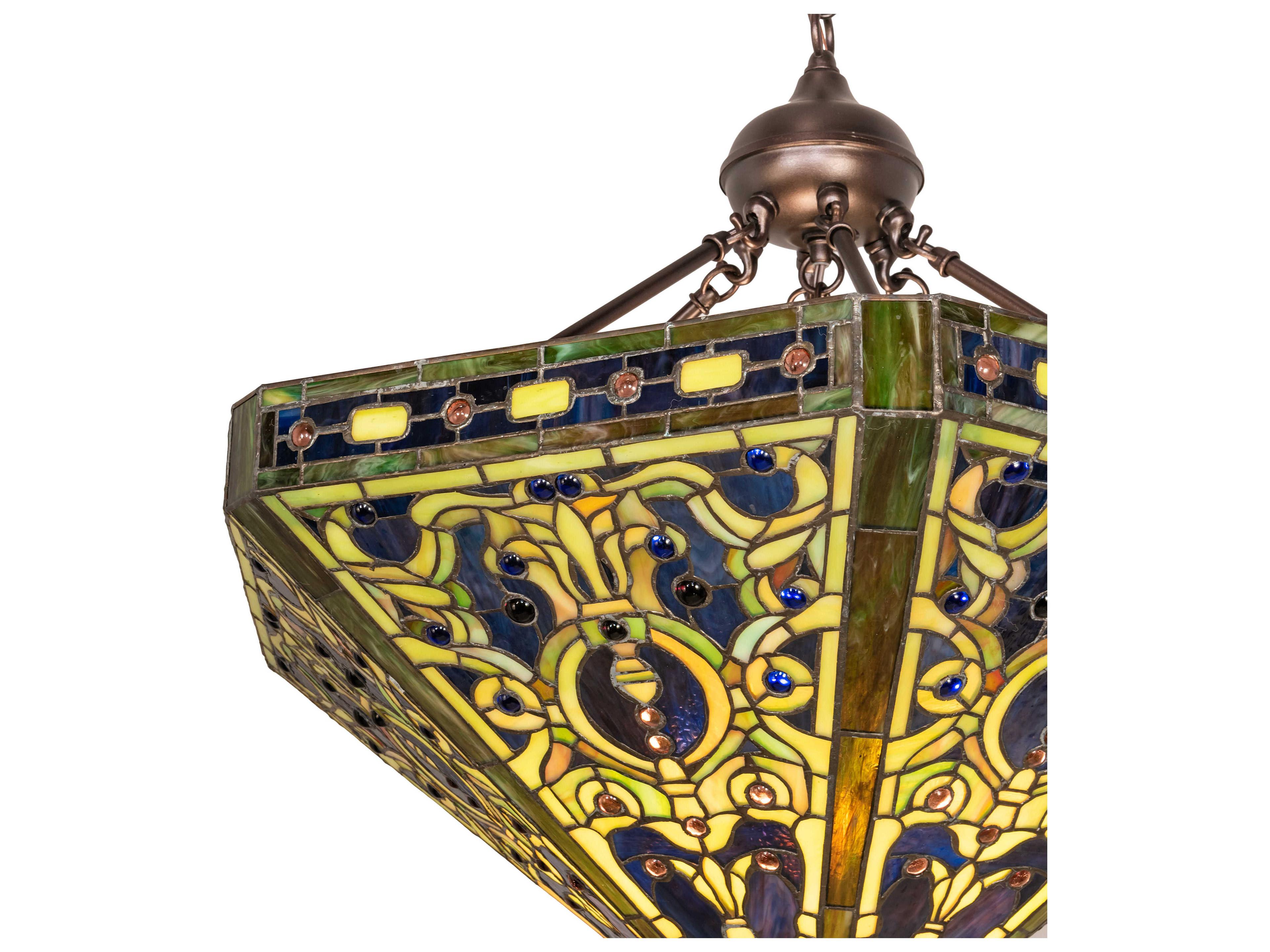 Meyda Tiffany Elizabethan 3-Light Blue Glass Pendant