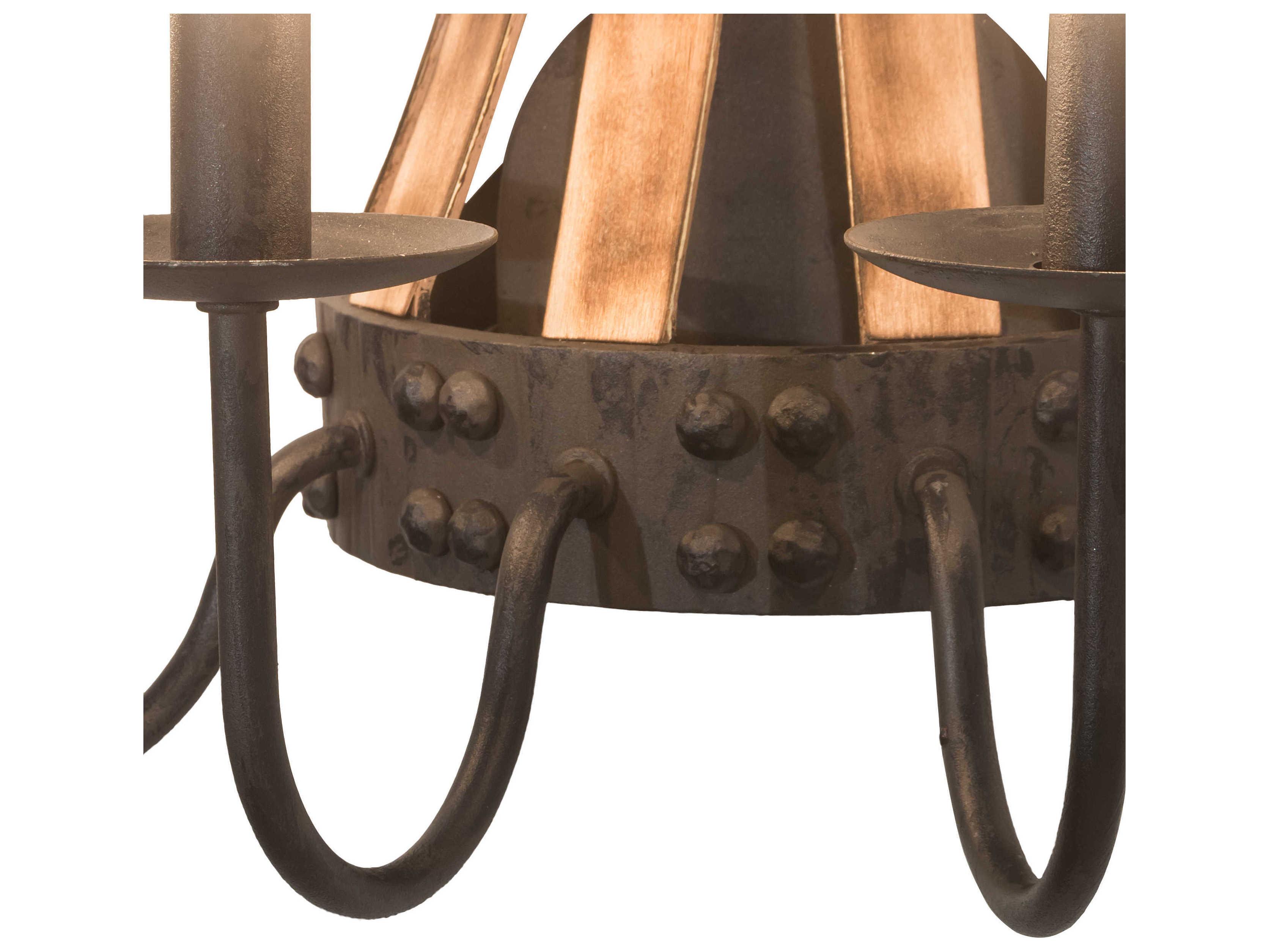 Meyda Barrel Stave 3-Light Natural Wood Black Wall Sconce