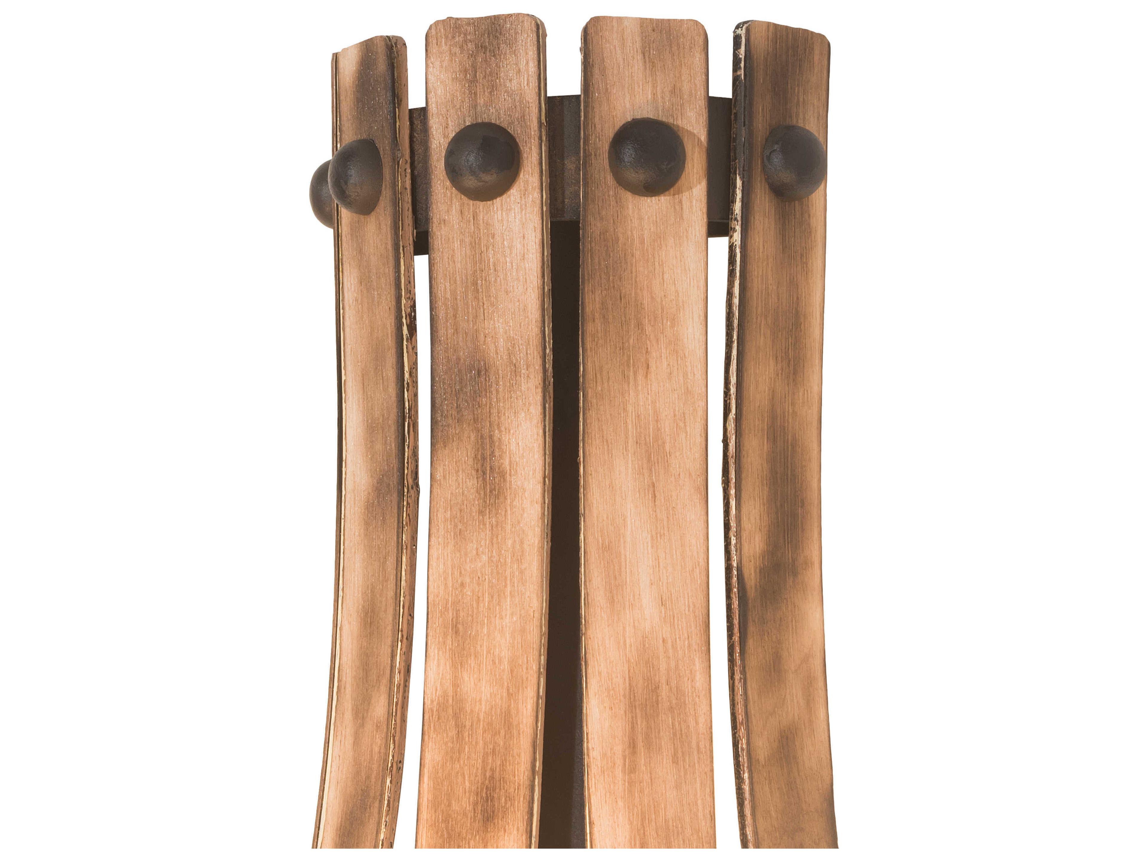 Meyda Barrel Stave 3-Light Natural Wood Black Wall Sconce