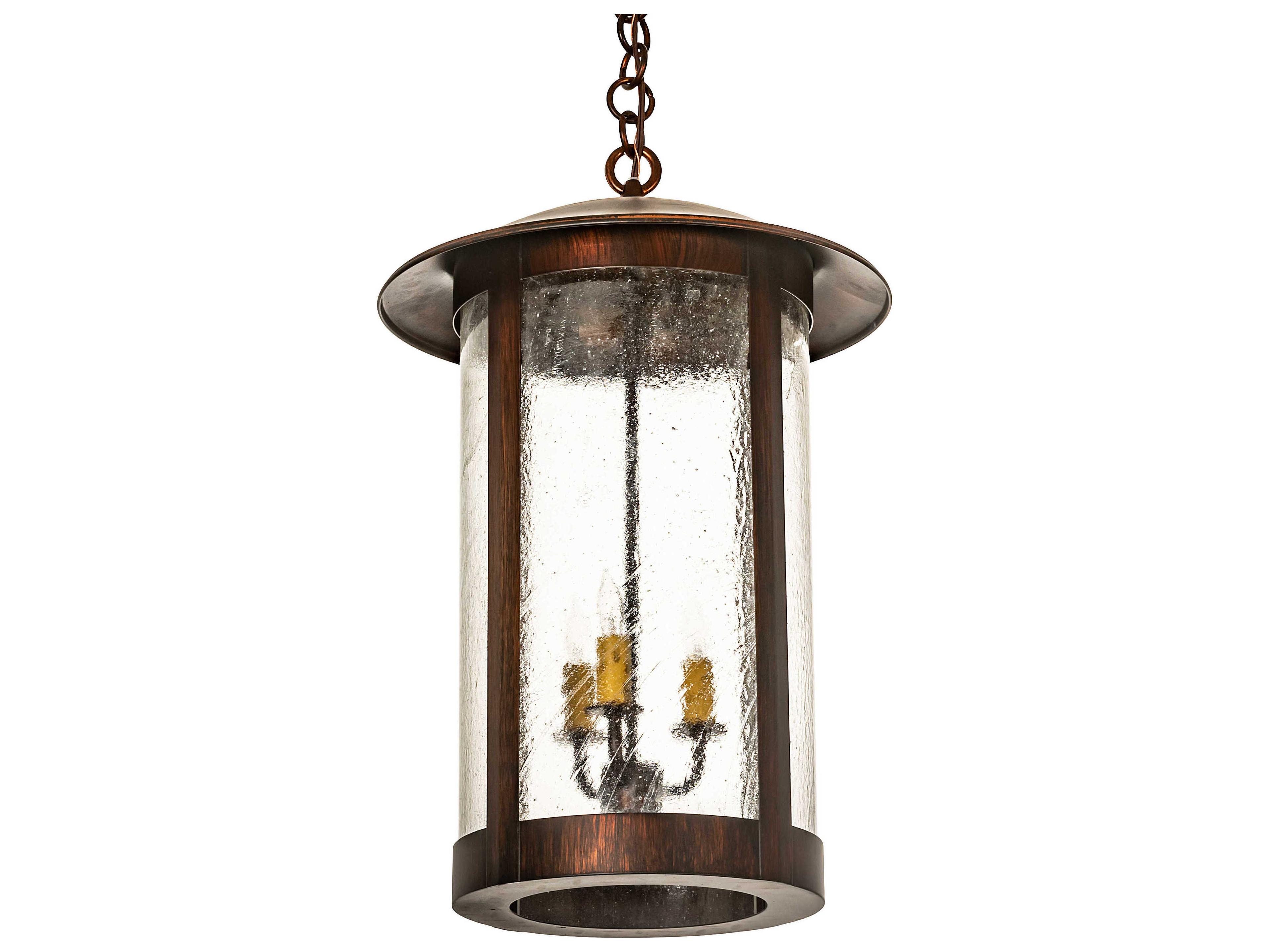 Meyda Lake Charles 3-Light Chocolate Seedy Brown Glass Candelabra Lantern Chandelier