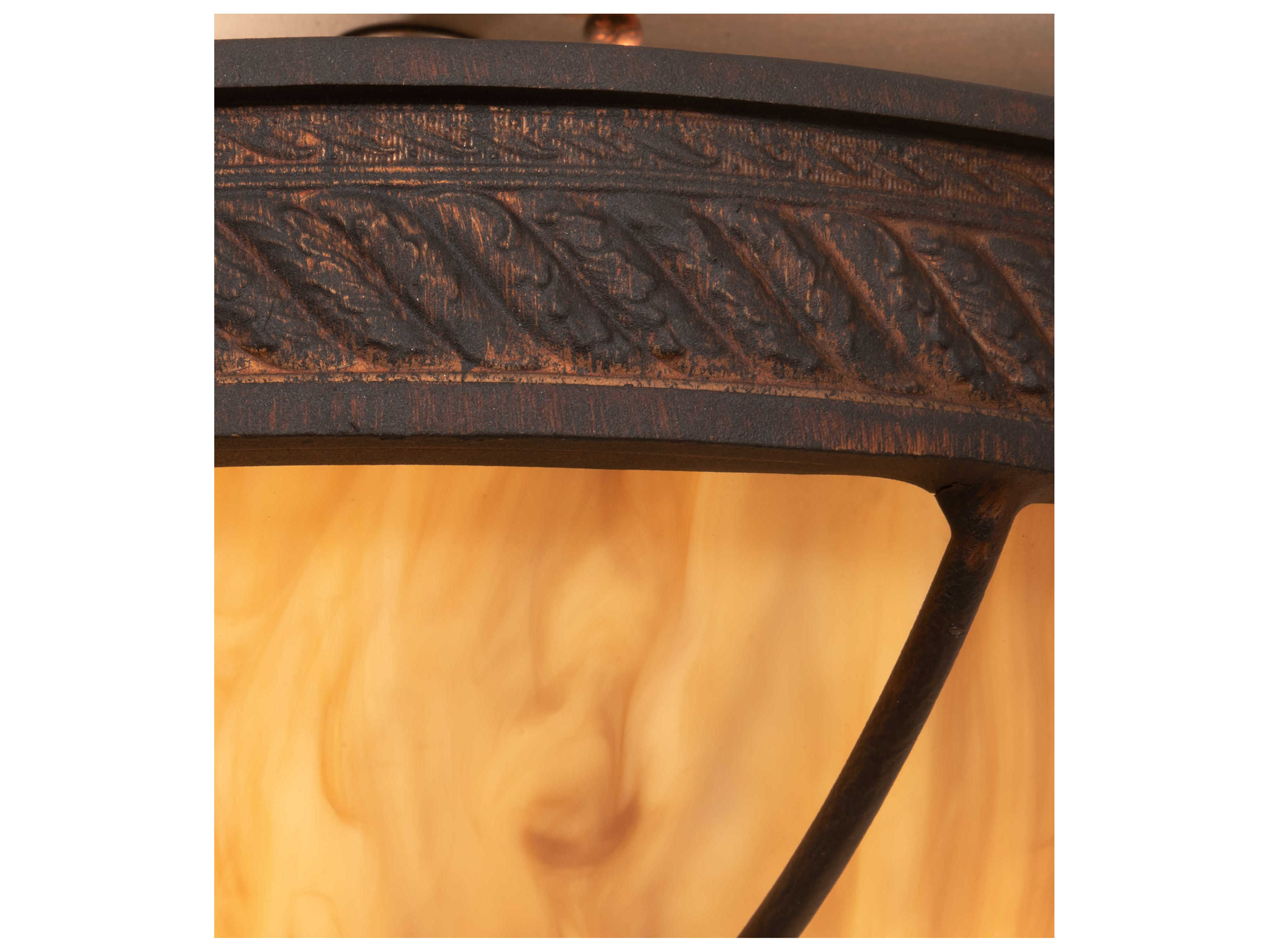 Meyda Hoja 3-Light French Bronzed Off White Bowl Semi Flush Mount