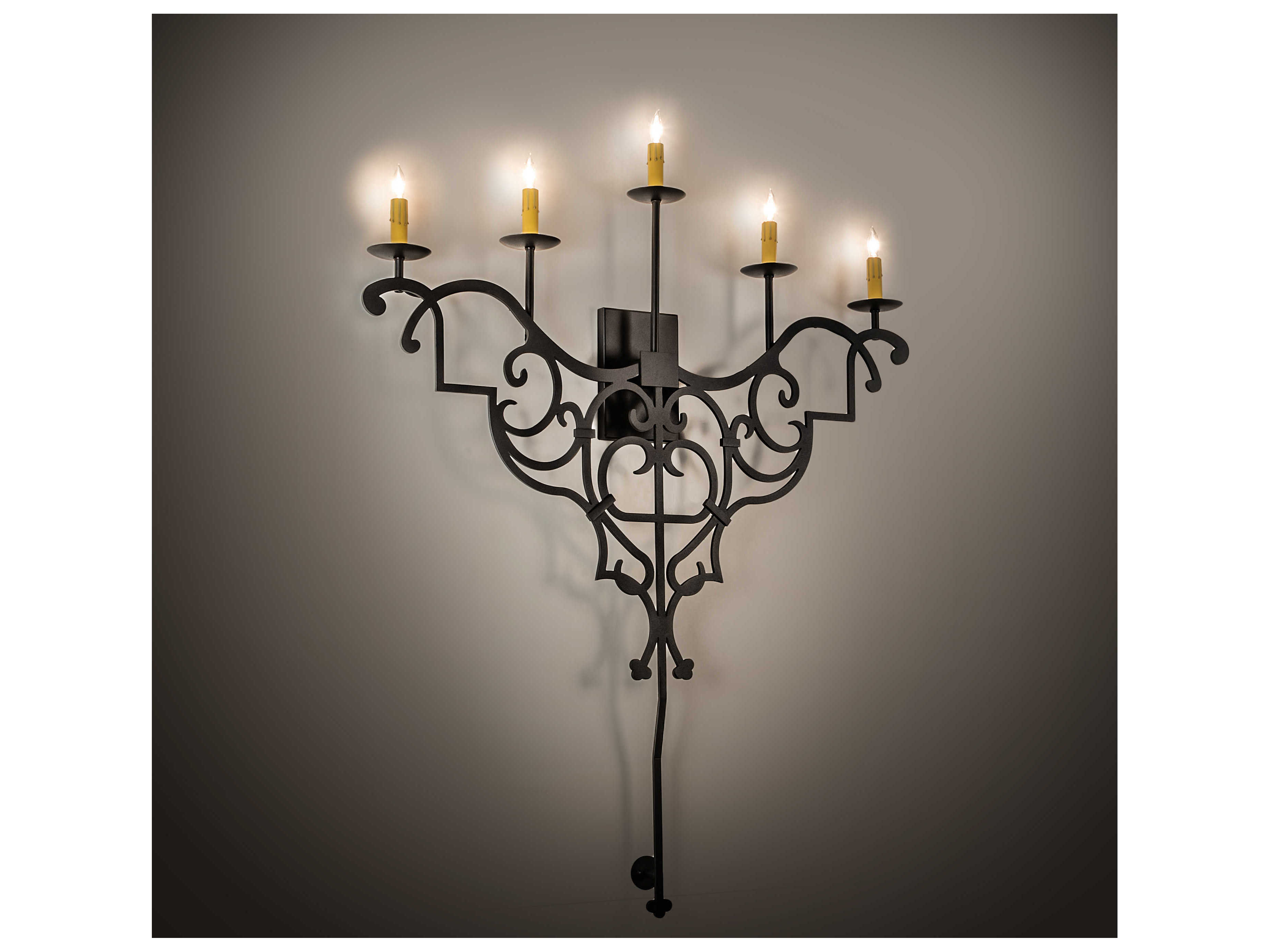 Meyda Fleur De Lys 5-Light Wrought Iron Black LED Wall Sconce